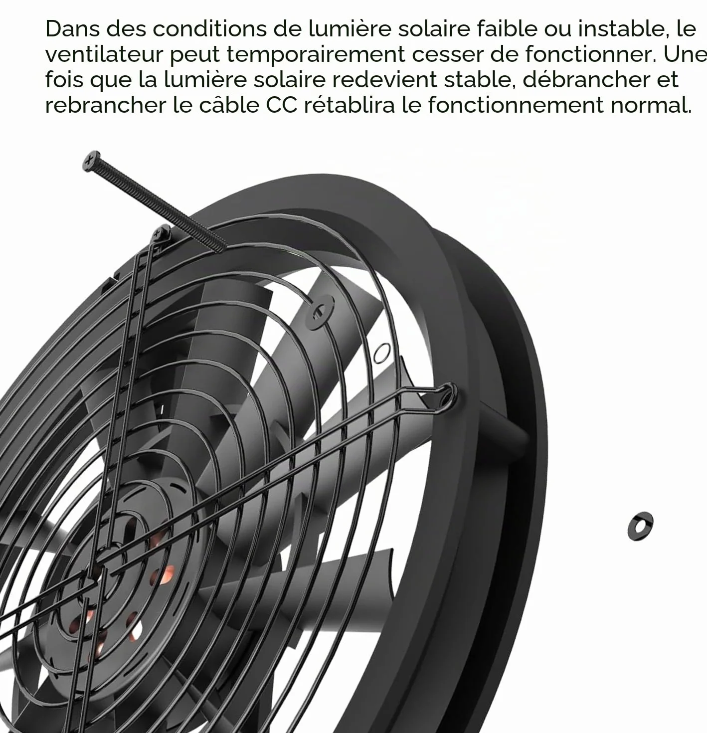 Ventilateur solaire 20 W résistant aux intempéries CC pour poulaillers serres hangars