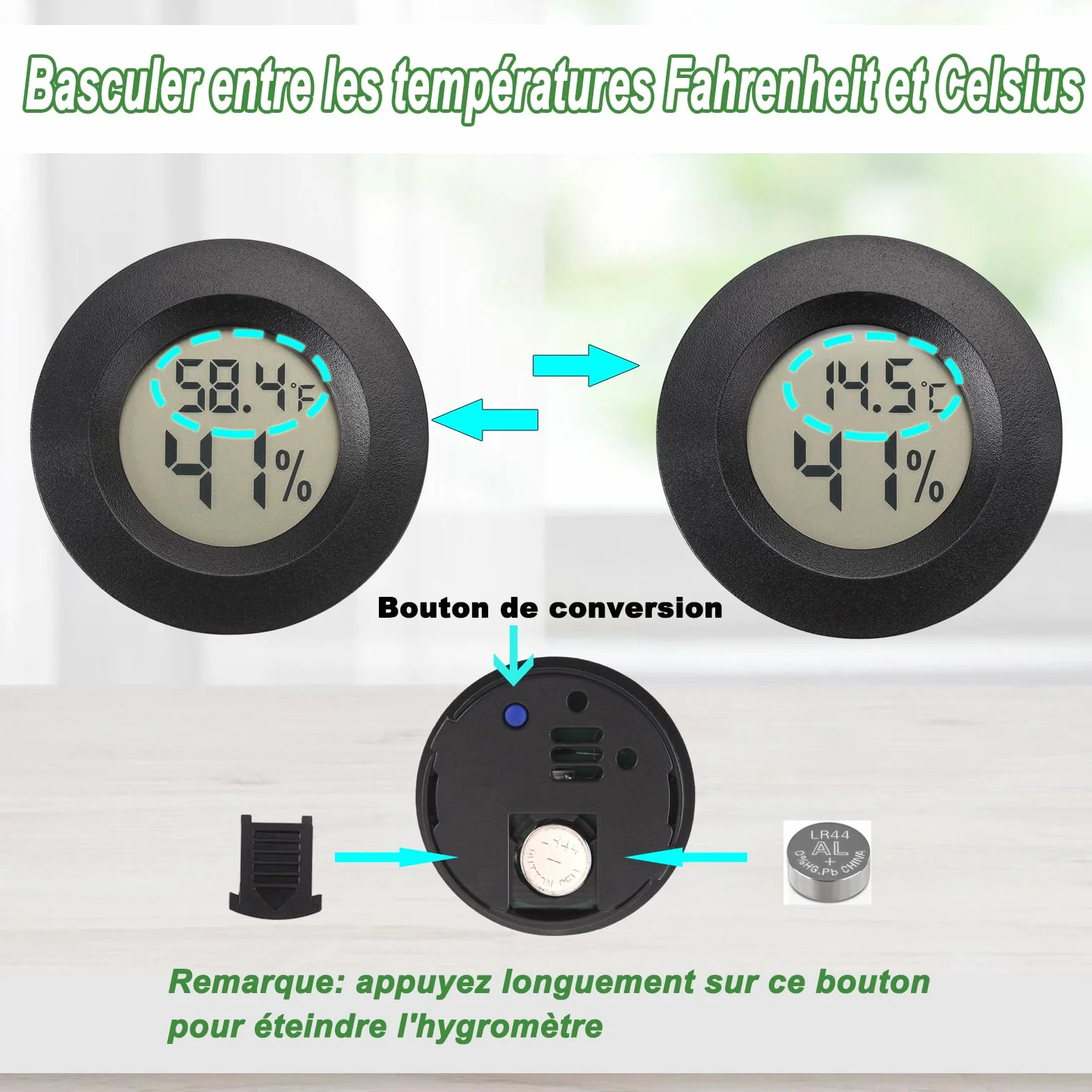 Thermomètre hygromètre numérique intérieur extérieur pour serre reptile cave lot de 2