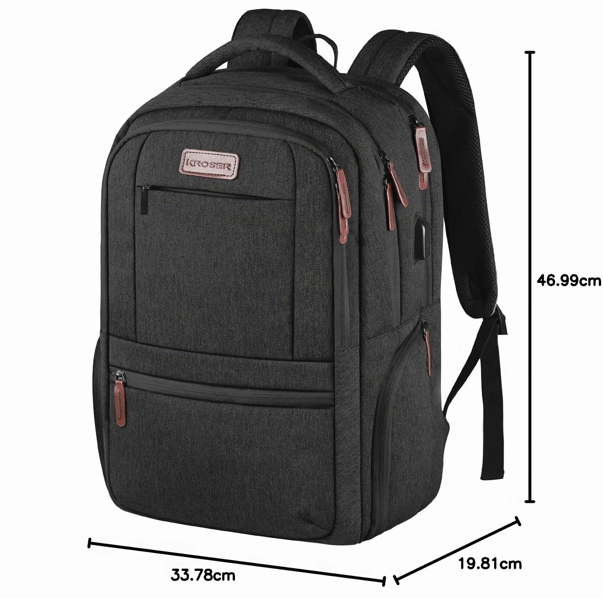 KROSER Sac à dos pour ordinateur portable 17,3" Antivol Voyage Affaires Université