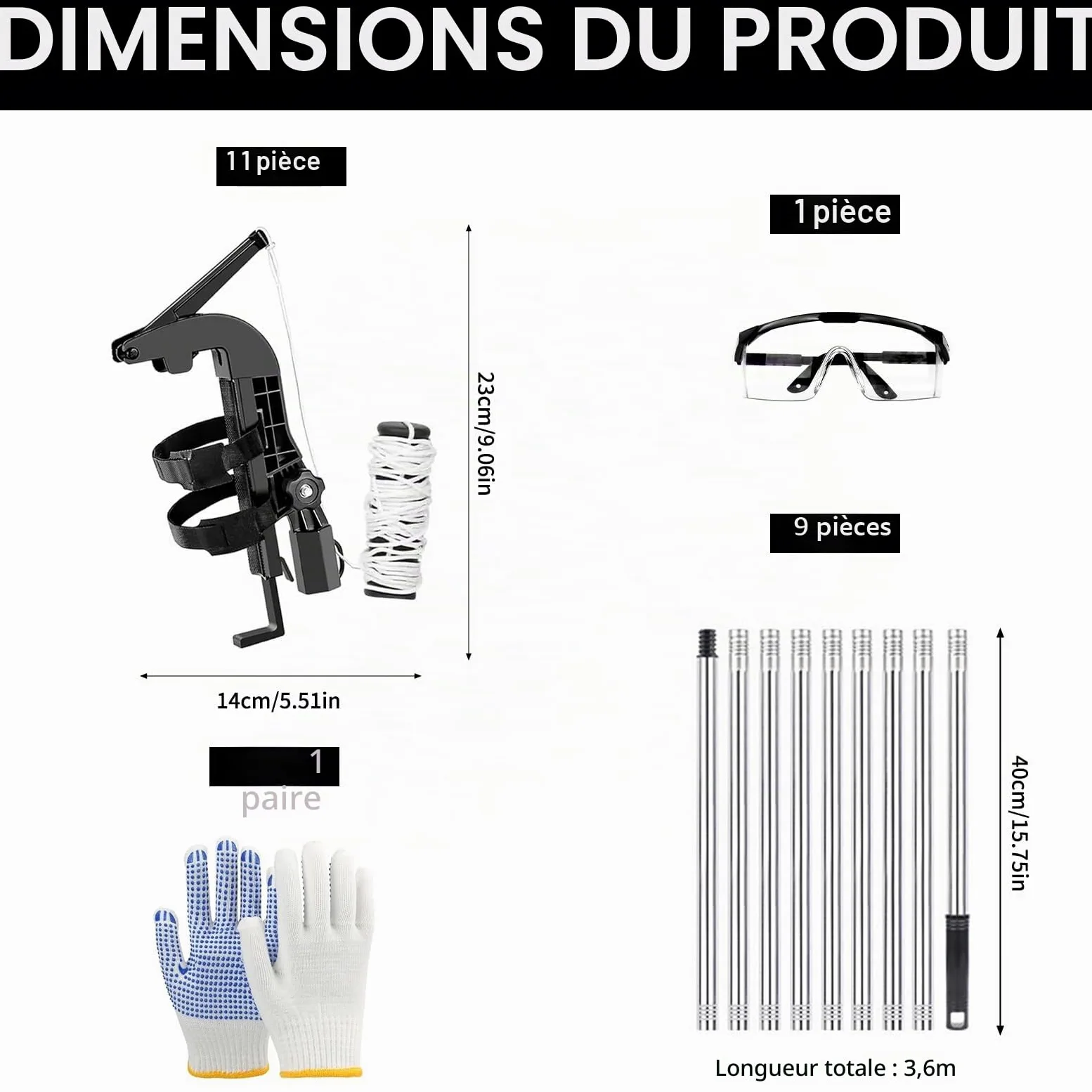 Adaptateur de Perche d'Extension pour Bombe Aérosol,Adaptateur de Tige de PulvéRisation 3.6m,Adaptateur de Support de Pulvérisateur pour Guêpes,Perche de Pulvérisatio,pour peinture au pistolet
