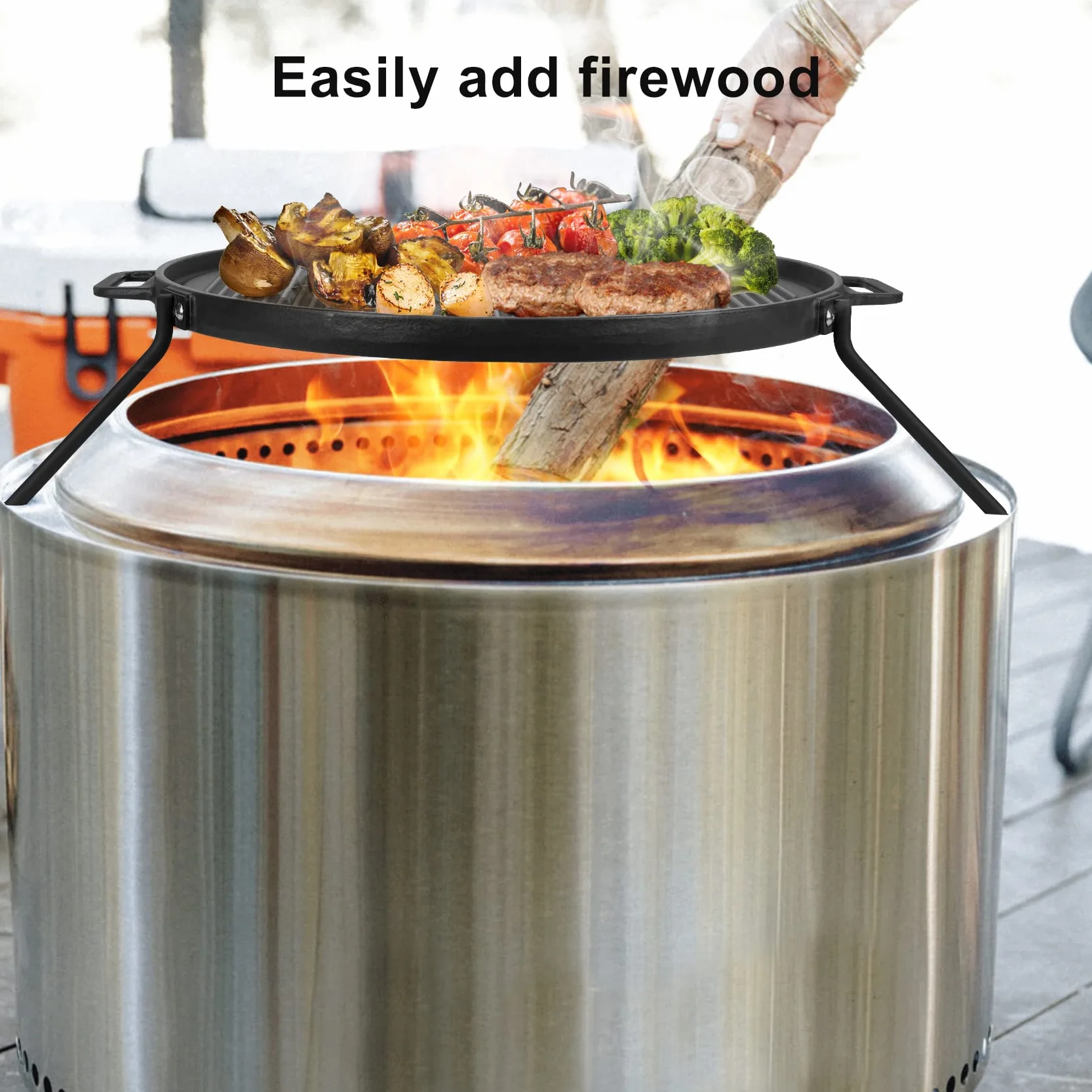 onlyfire Plaque de Cuisson Réversible en Fonte pour Solo Stove Bonfire, Yukon, Summit 19.5-27 pouces, 49.5-68.9 cm