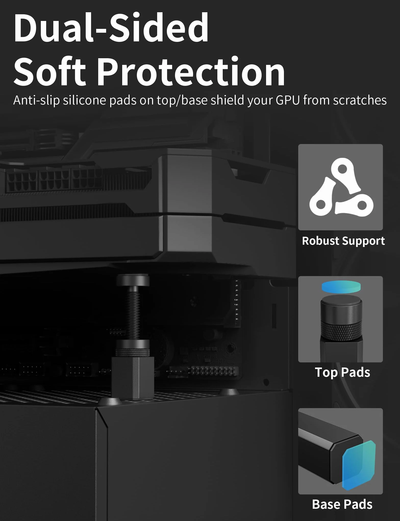 Support GPU Réglable Aluminium Aimanté Noir GH50K 28-50mm