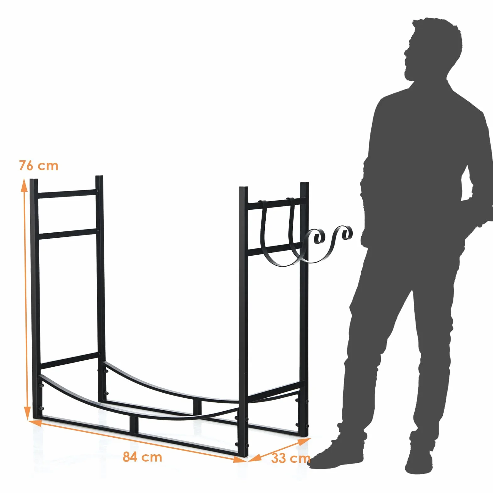 GYMAX Porte-Bûches Métal 50 kg 82,5 x 33 x 76,5 cm Intérieur Extérieur