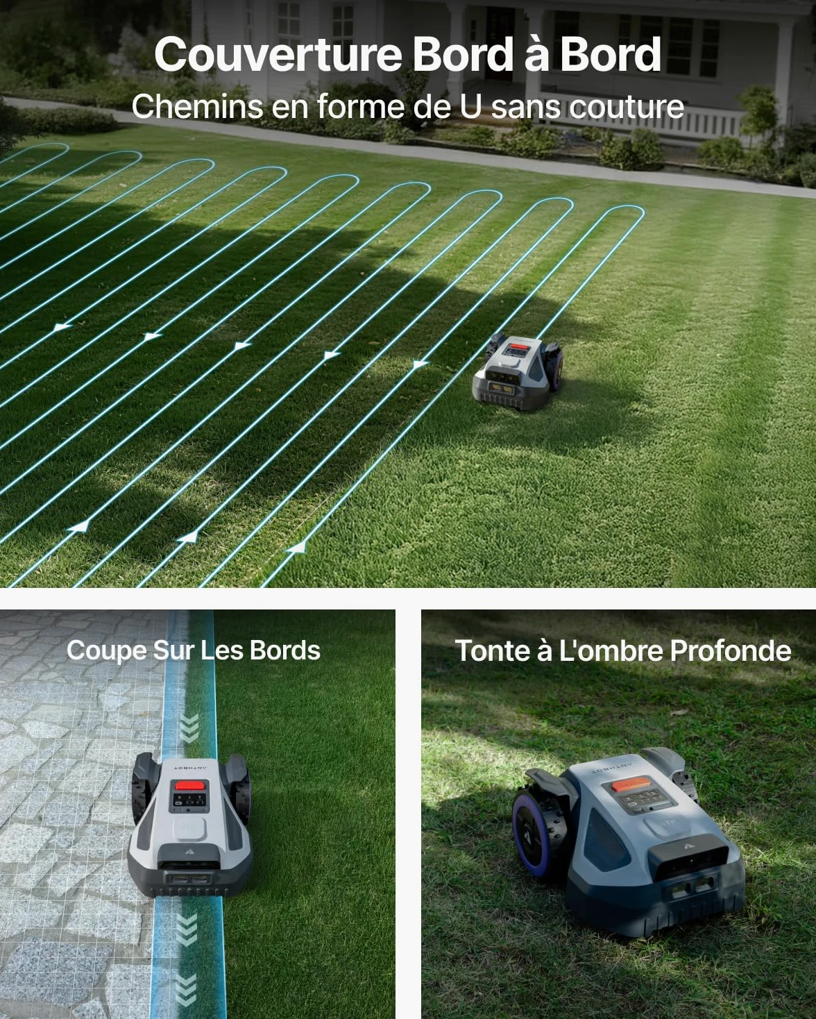 ABTHBOT M9 Robot Tondeuse sans Fill Périphérique-1000m², Navigation NetRTK, 4G,5000mAh, Pente 24°