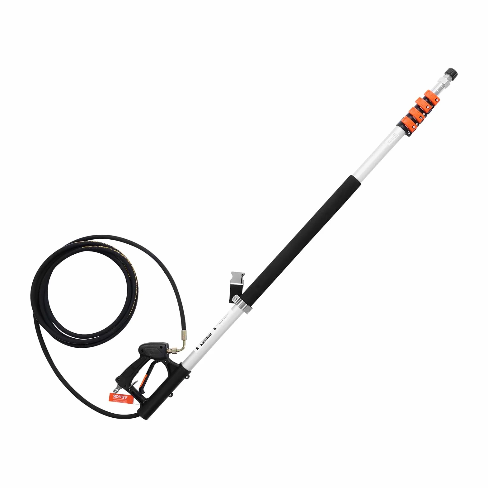 VEVOR Lance Télescopique pour Nettoyeur Haute Pression 6358 mm, Baguette Pulvérisation Télescopique 4000 psi avec Rallonges, Tête Brosse, Coupleur Pivotant, 7 Buses, Harnais de Support, pour Gouttière