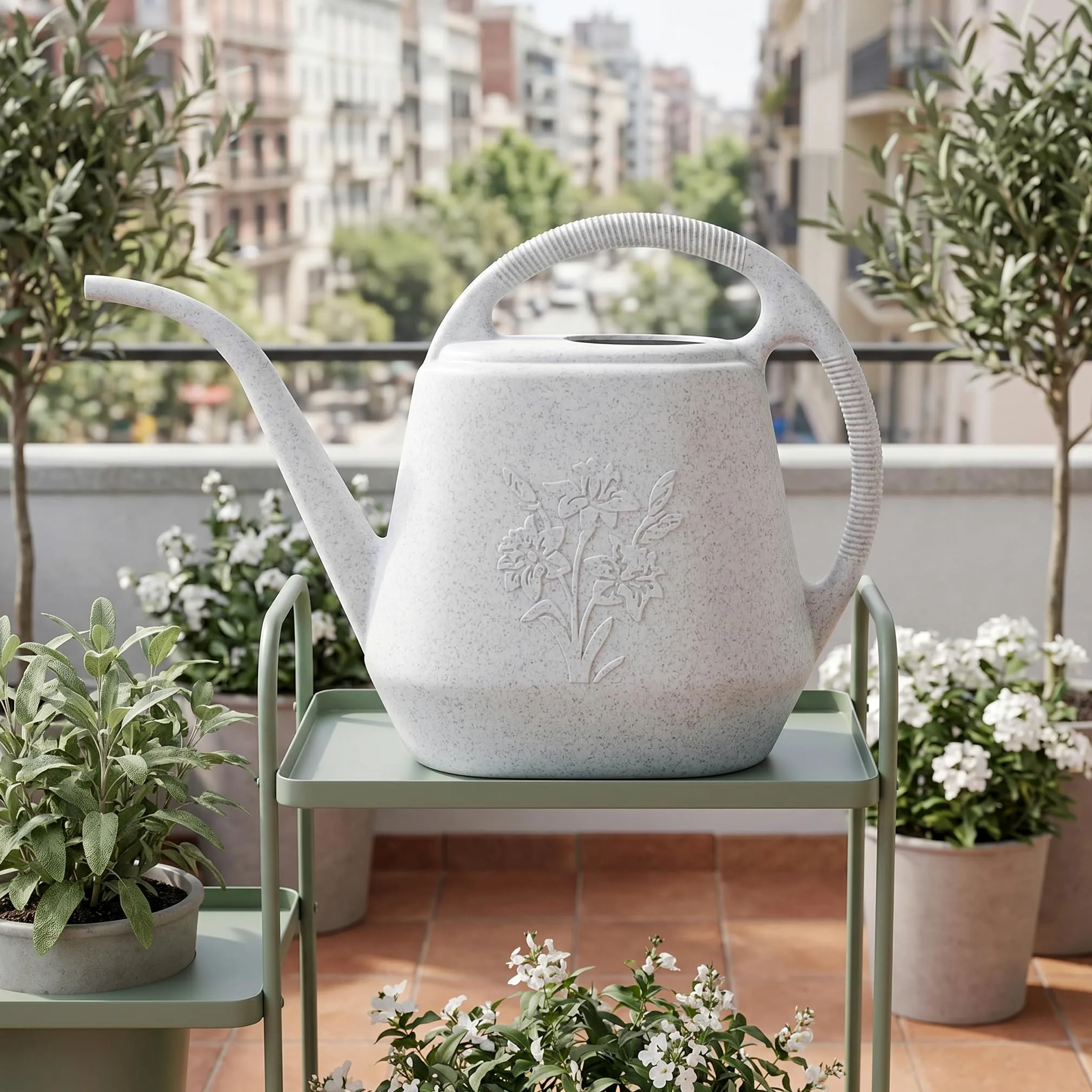 Fasmov Arrosoir en plastique de 3,8 l avec poignée confortable, arrosoir de jardin à long bec pour arroser les plantes d'intérieur et d'extérieur