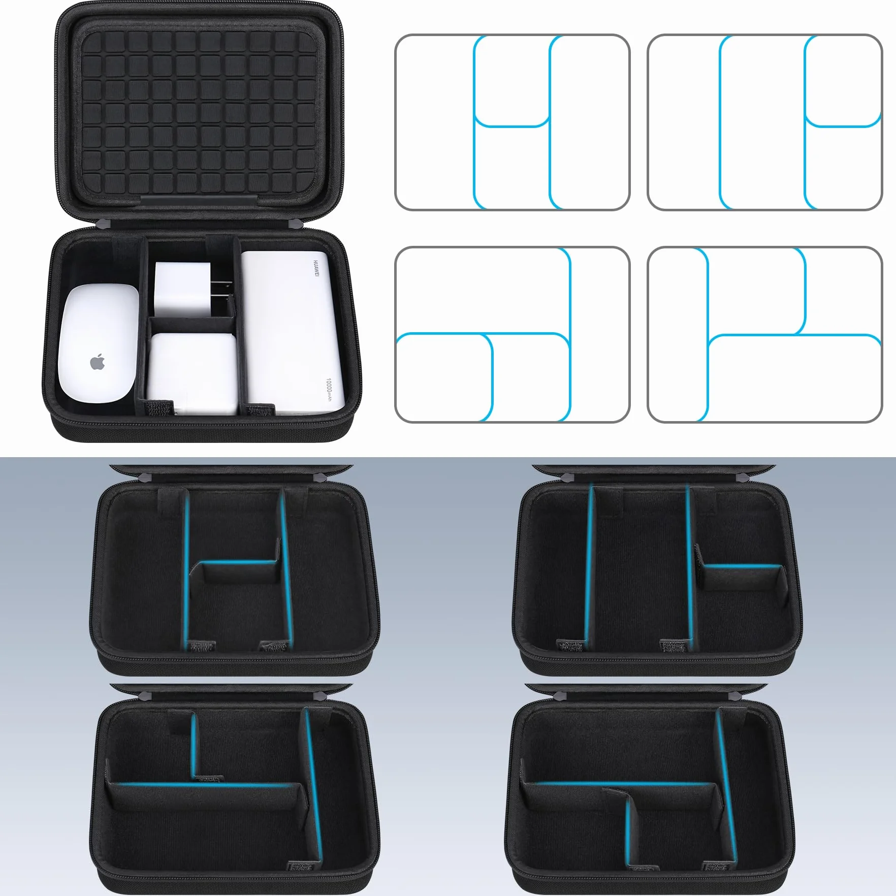Lacdo Étui de Transport Rigide pour MacBook Adaptateur Chargeur Accessoires Sac EVA Noir