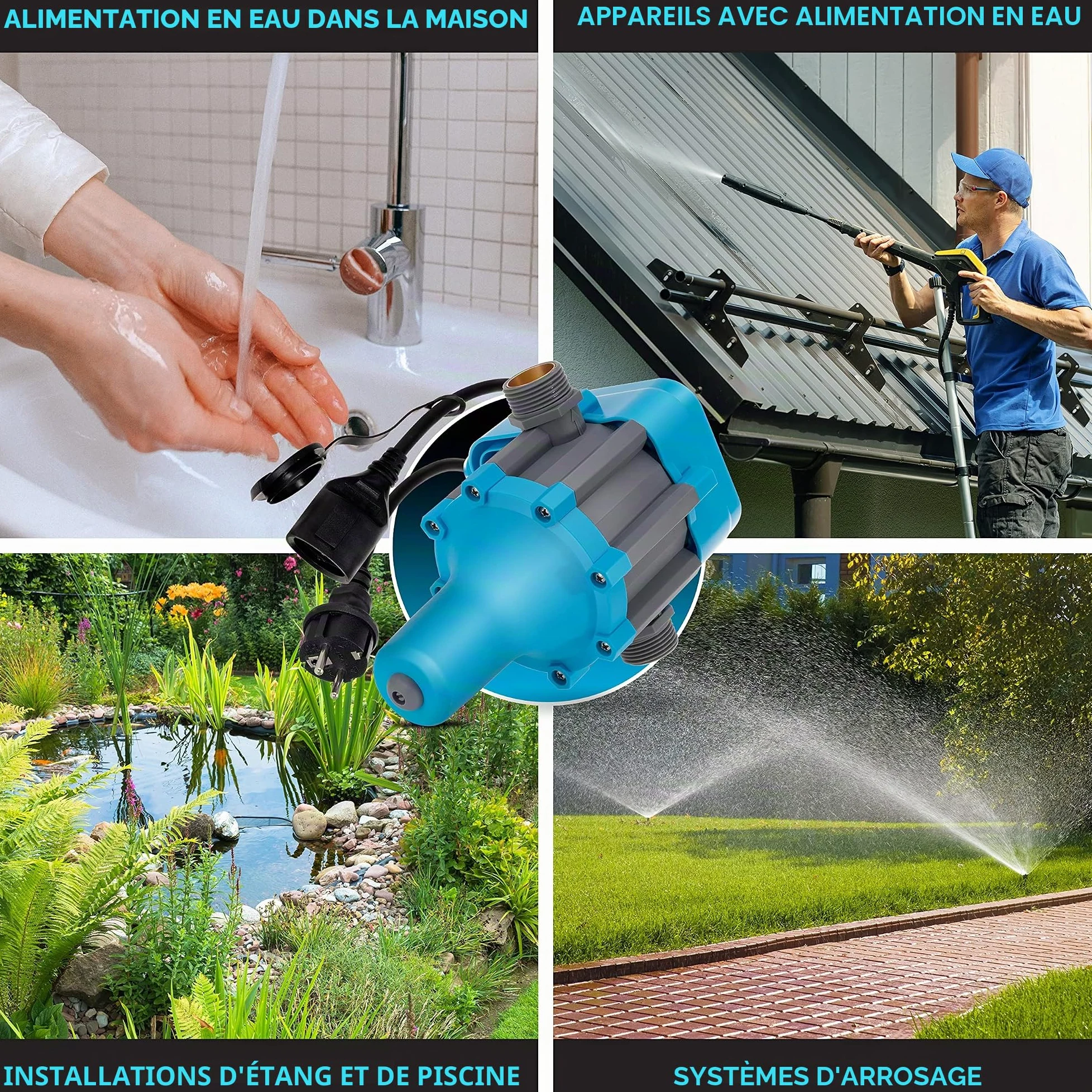 KESSER Interrupteur de pression - 10 bar - Commande de pompe - Eau domestique - Arrosage de jardin - Avec câble - Pression constante de l'eau - Jardin et maison - Arrêt automatique