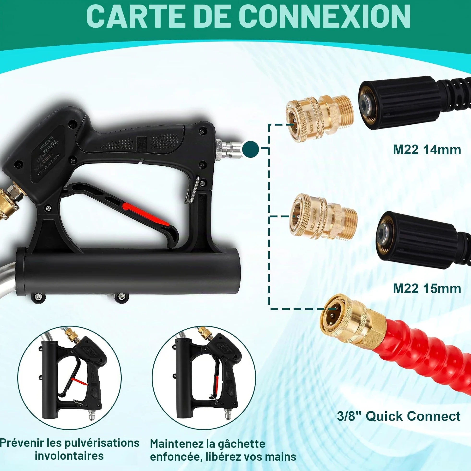 Tool Daily Nettoyeur de Surface Haute Pression avec Double Poignée, 60 cm | Nettoyeur de Terrasse pour Nettoyeur Haute Pression avec Roues, Acier Inoxydable, Idéal pour Allée, Trottoir et Patio, 310bar