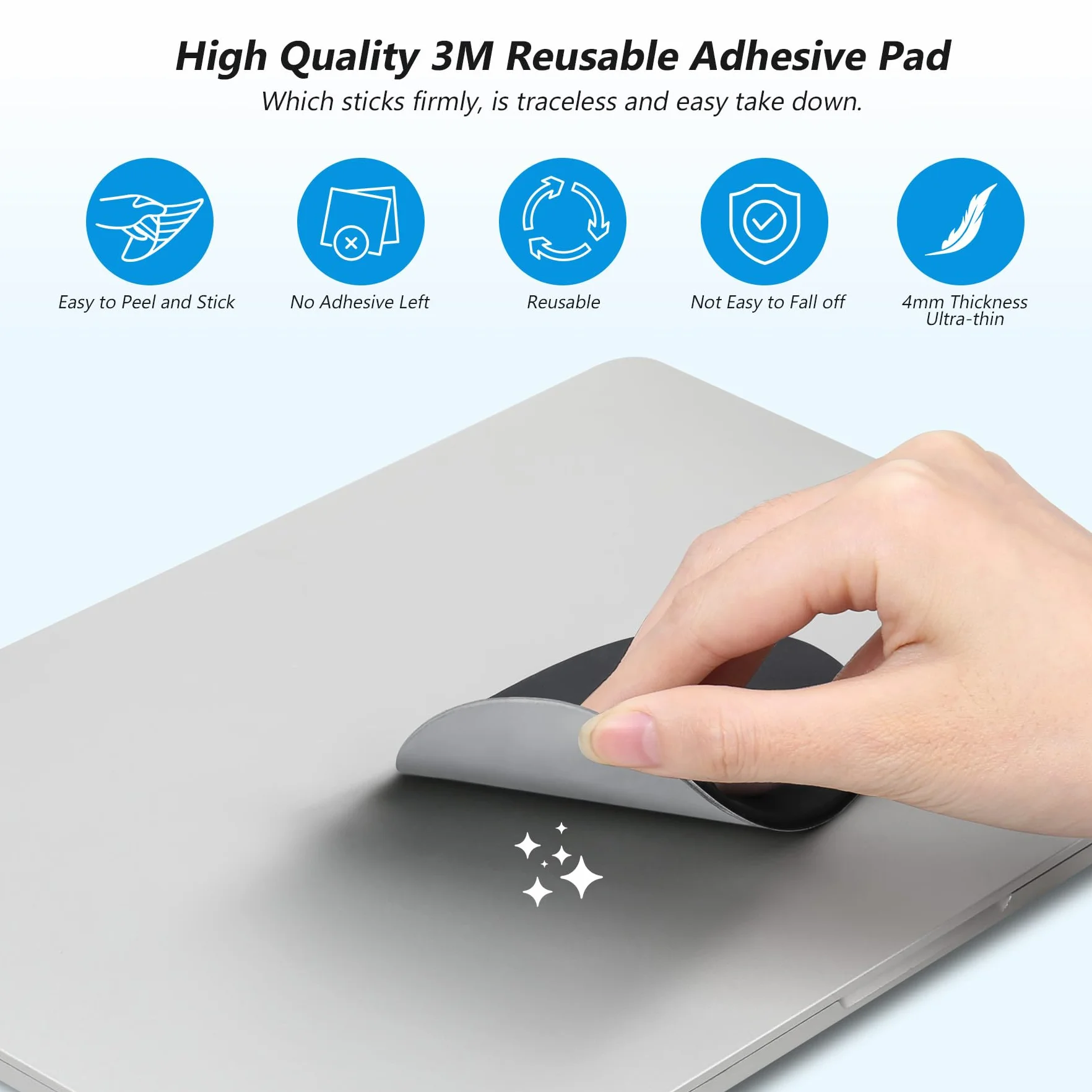 Lacdo Étui à Souris Autocollant Universel pour Magic Mouse 1 2, Noir