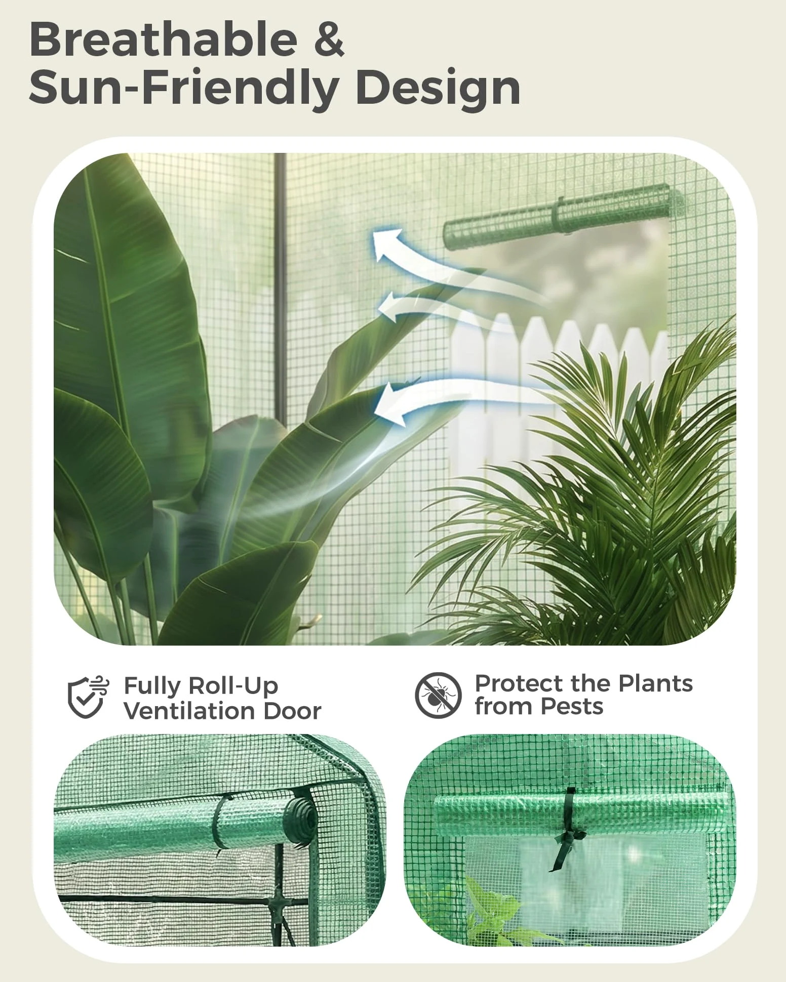 Bamworld Serre de jardin d'extérieur - 200 x 80 x 150 cm - Serre en film Bamworld pour tomates et plantes - Serre à tomates avec film en maille PE et porte zippée
