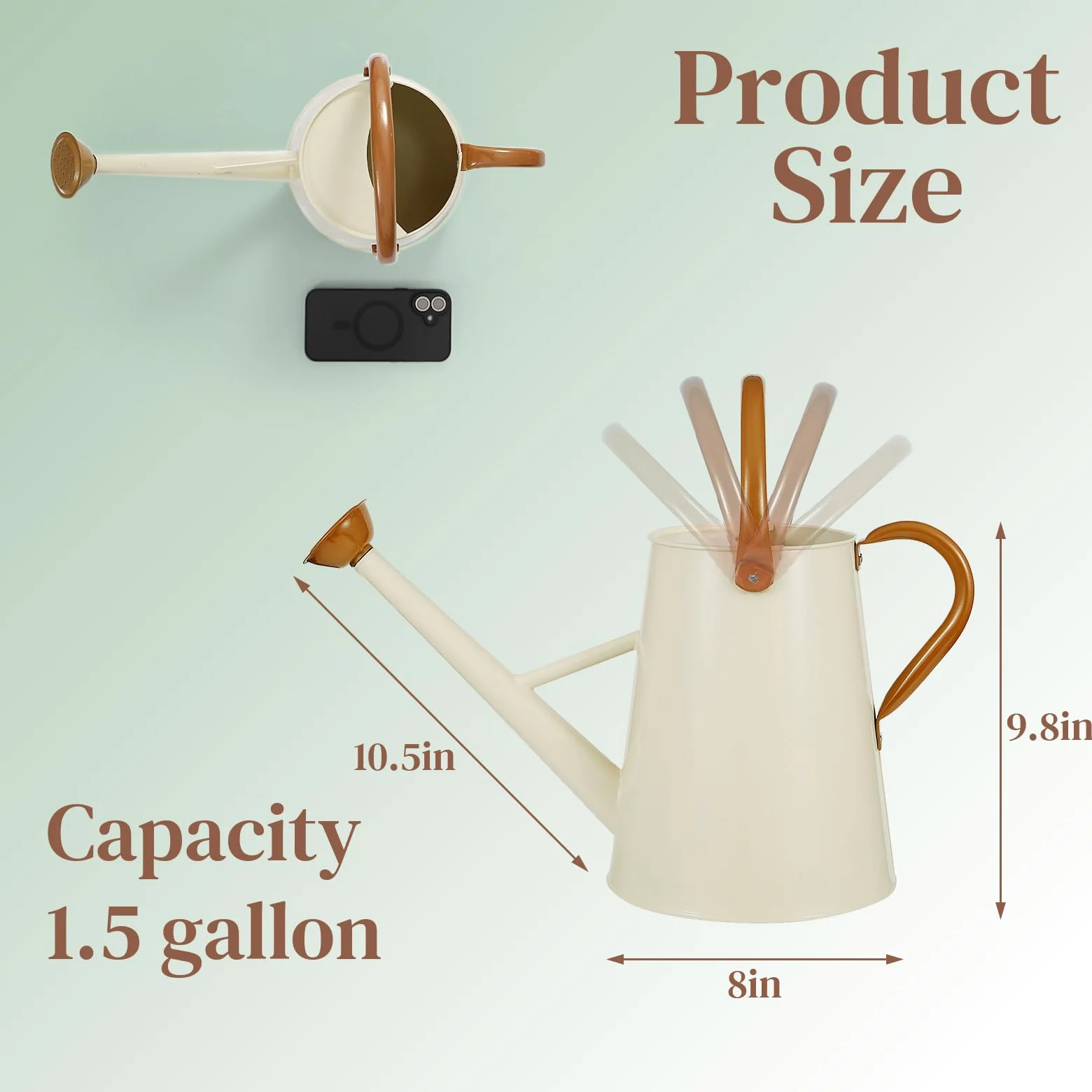Arrosoir en métal avec bec amovible, grand arrosoir pour plantes, en acier galvanisé pour une utilisation en intérieur et en extérieur, pot d'arrosage avec poignée mobile ergonomique (blanc)