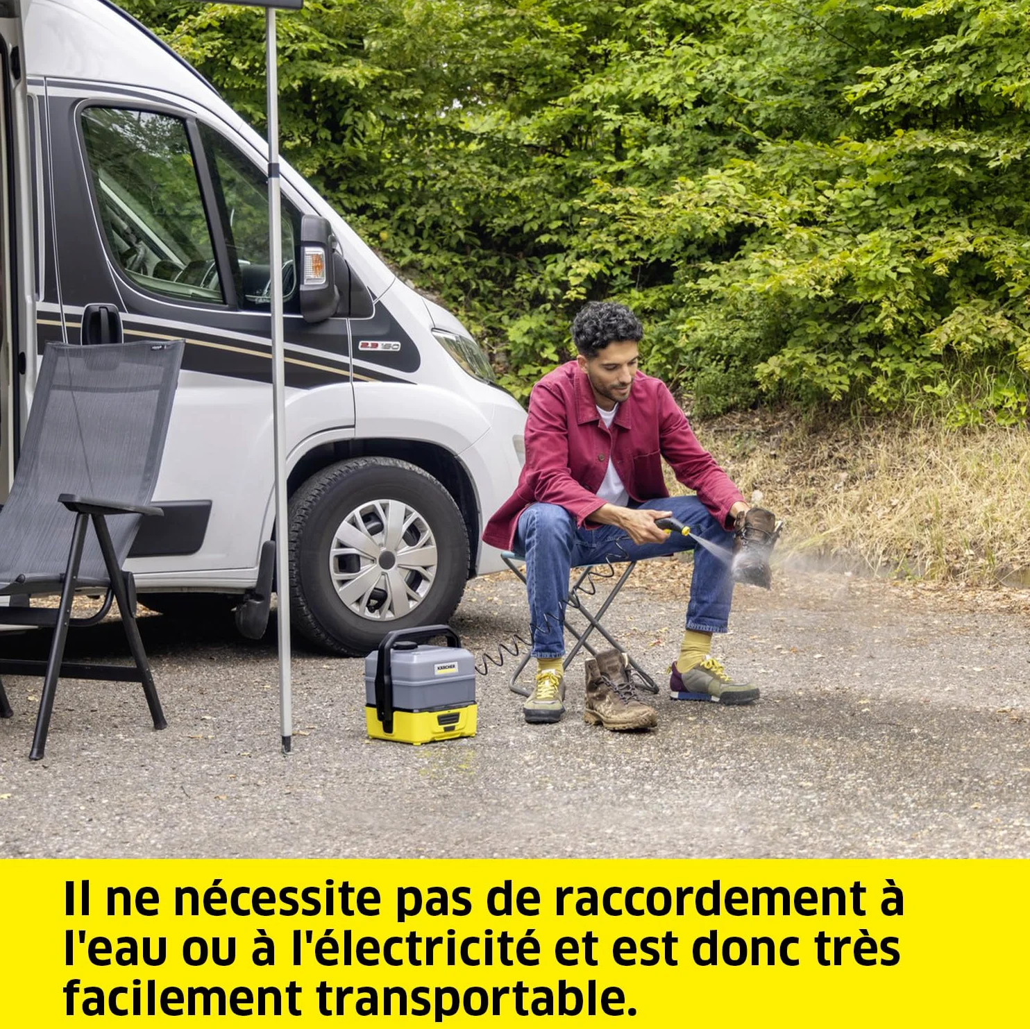 Kärcher Nettoyeur à Pression Mobile OC 3 Plus, Pression Basse Douce, Batterie Lithium-ION, Débit : 2 L/h, Poids : 2,3 kg, Réservoir d'eau : 7 L, Tuyau d'Aspiration Spiralé : 2,8 m, Buse à Jet Plat