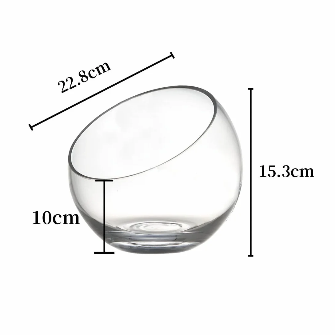 Aquarium botanique en verre biseauté transparent rond 22.8cm