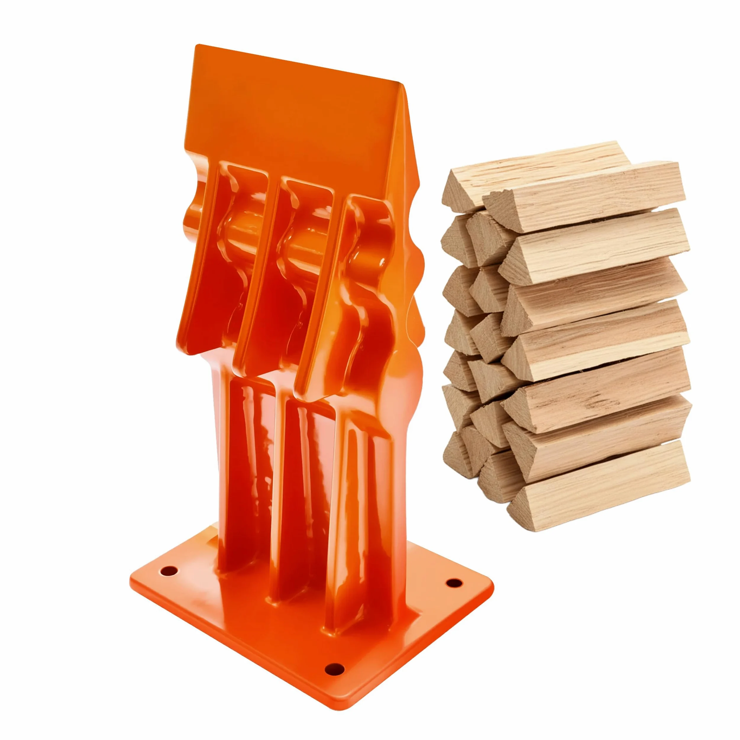 Relaxdays Fendeur Manuel, Acier, H x L x P : 18 x 10 x 8 cm, Orange | bloc pour fendre bûches, pour bois de chauffage
