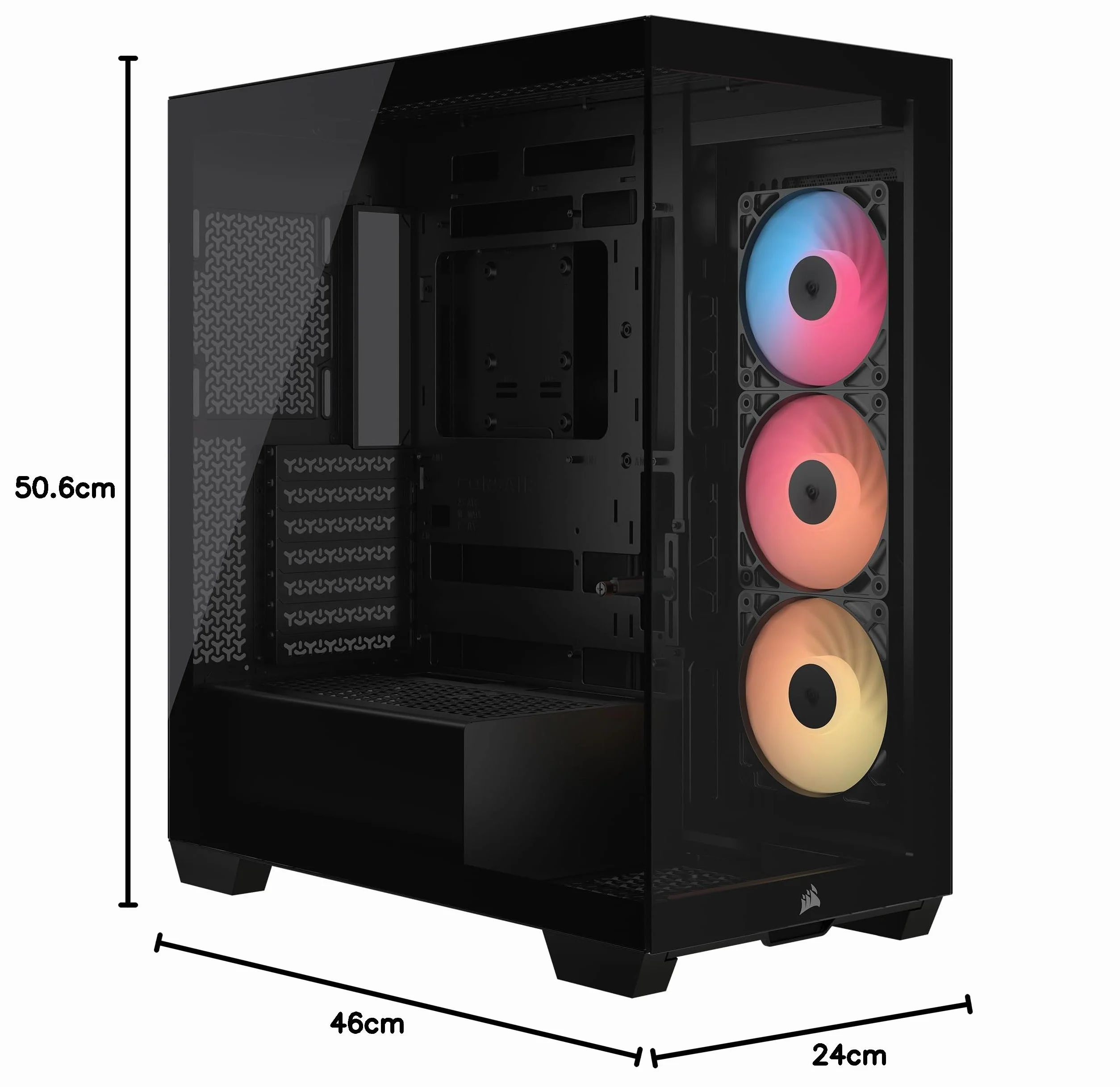 CORSAIR 3500X RS-R ARGB Boîtier PC Mi-Tour Vitre Panoramique 3 Ventilateurs RS120-R ARGB Noir