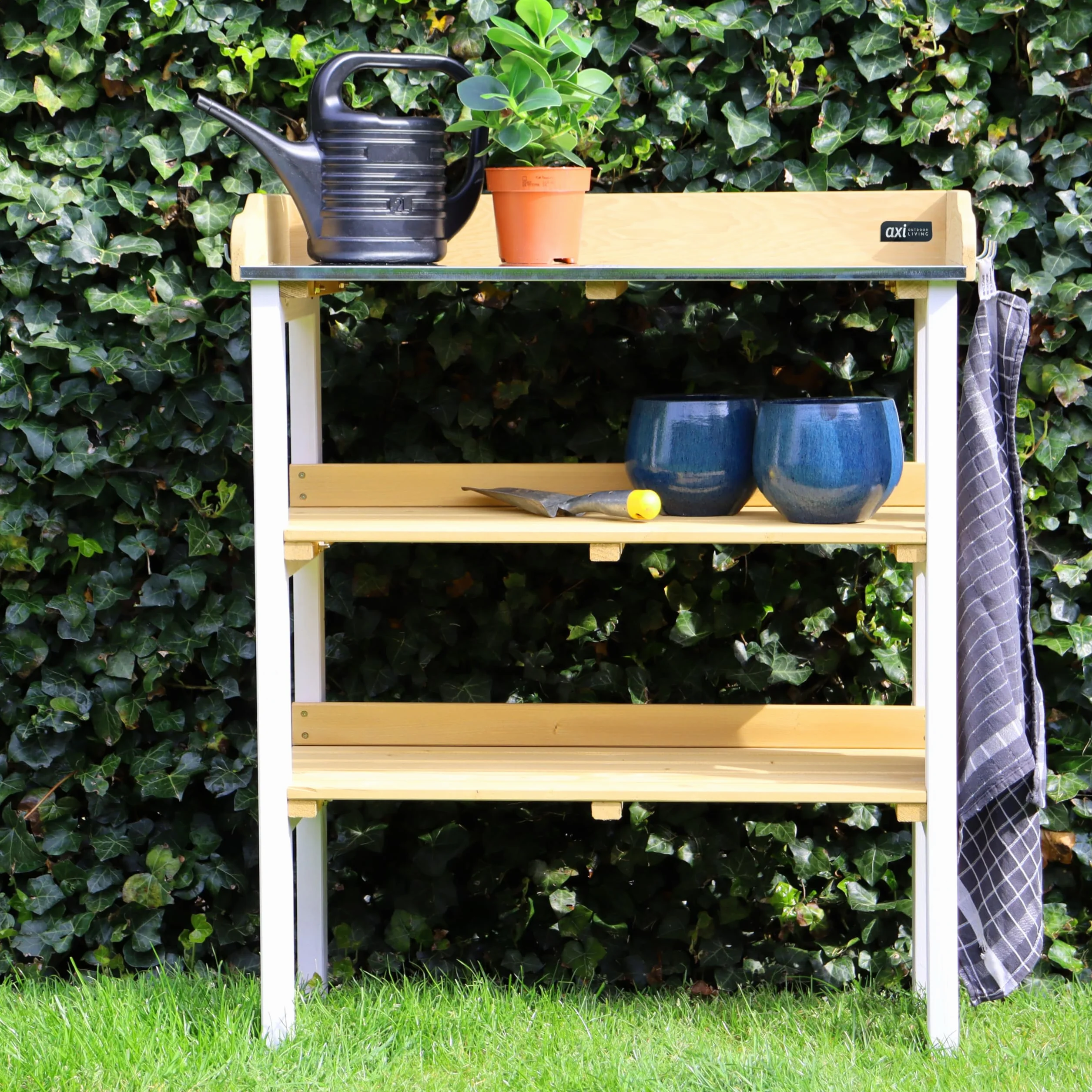AXI Table de Rempotage avec Étagère de Rangement en Bois Marron & Blanc pour Extérieur