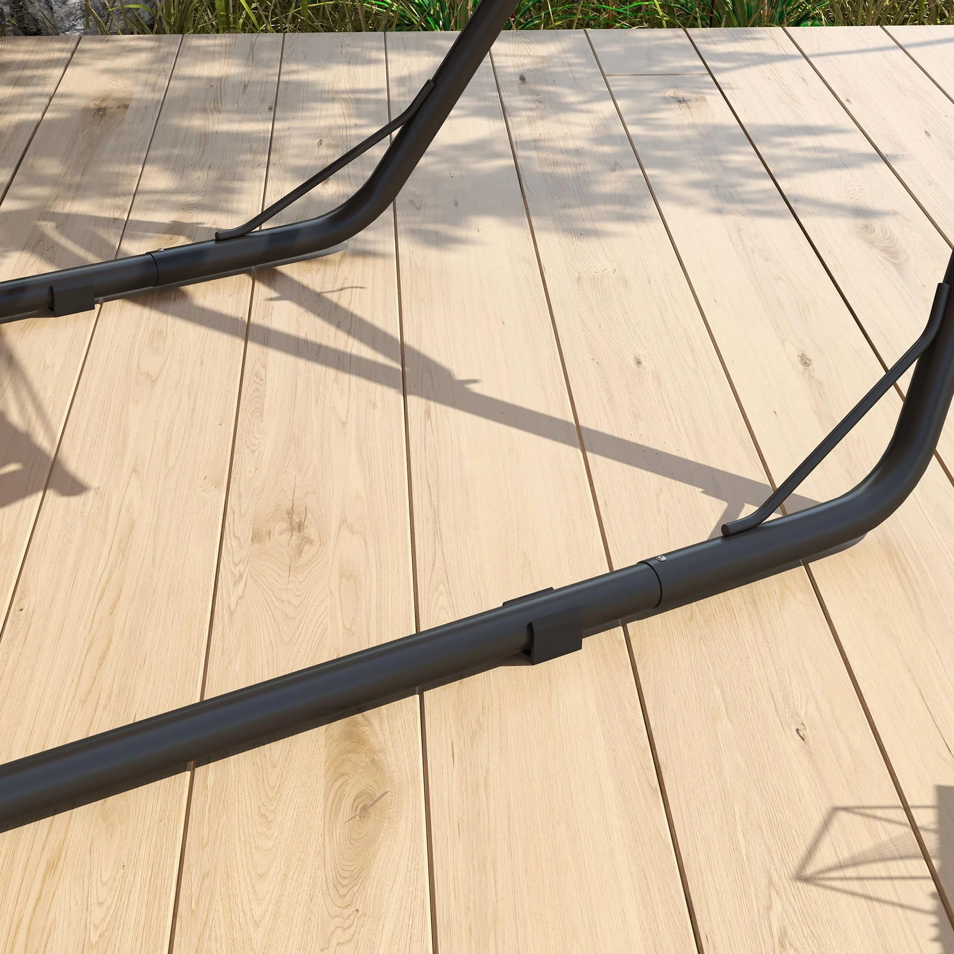 Outsunny Support de Hamac pour 2 Personnes, Cadre Métal Portable Réglable, Résistant aux Intempéries, Capacité 250 kg, Noir