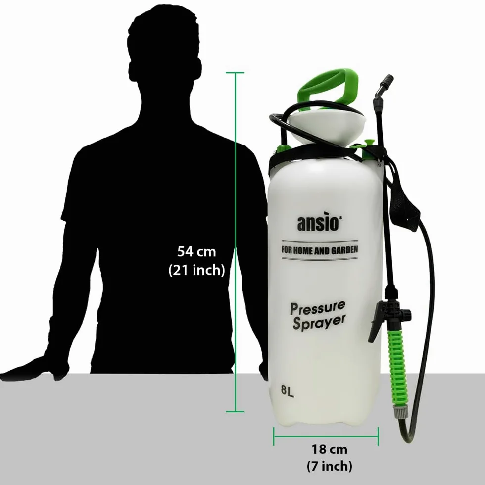 ANSIO® Pulvérisateur de jardin à pression 8 litres - Idéal pour pesticides, insecticides, fongicides