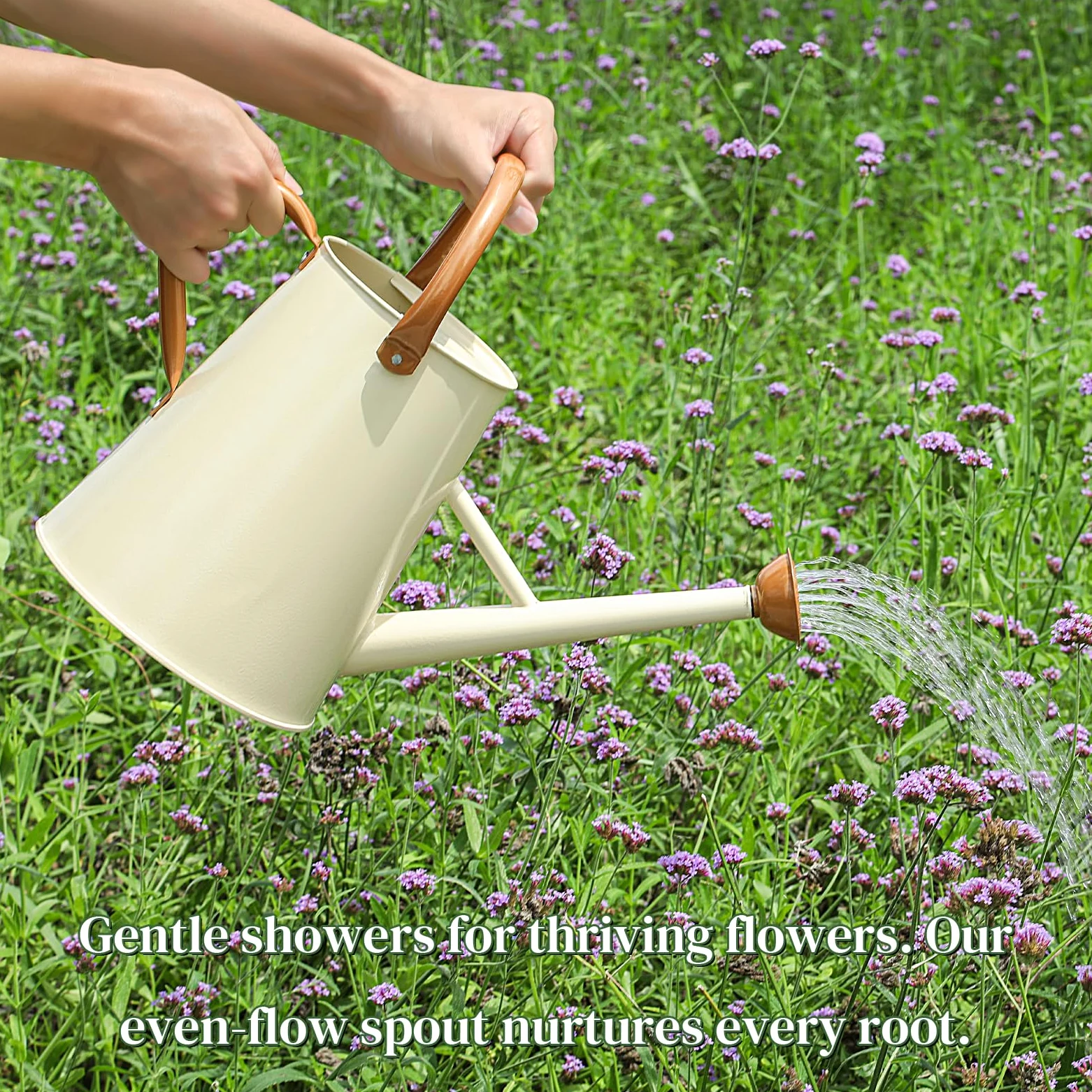 Arrosoir en métal avec bec amovible, grand arrosoir pour plantes, en acier galvanisé pour une utilisation en intérieur et en extérieur, pot d'arrosage avec poignée mobile ergonomique (blanc)