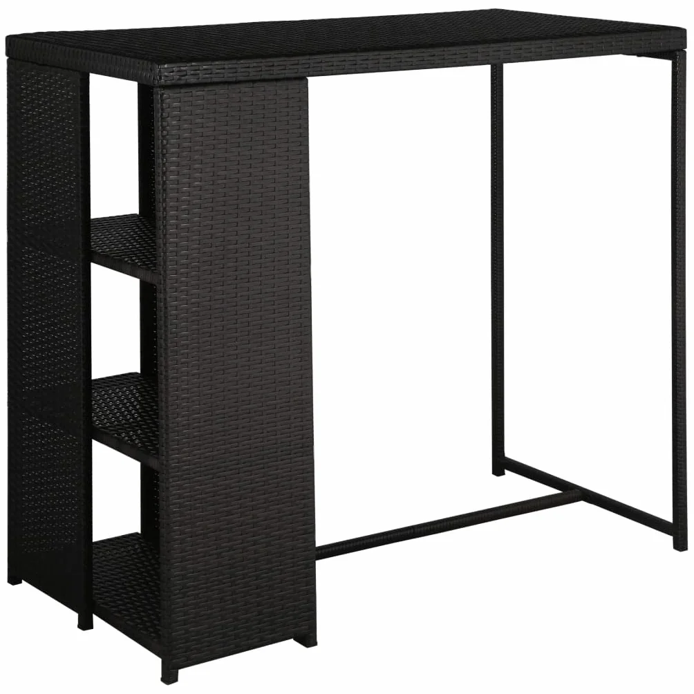 Ensemble de Bar de Jardin Noir Résine Tressée 5 Pièces avec Coussins