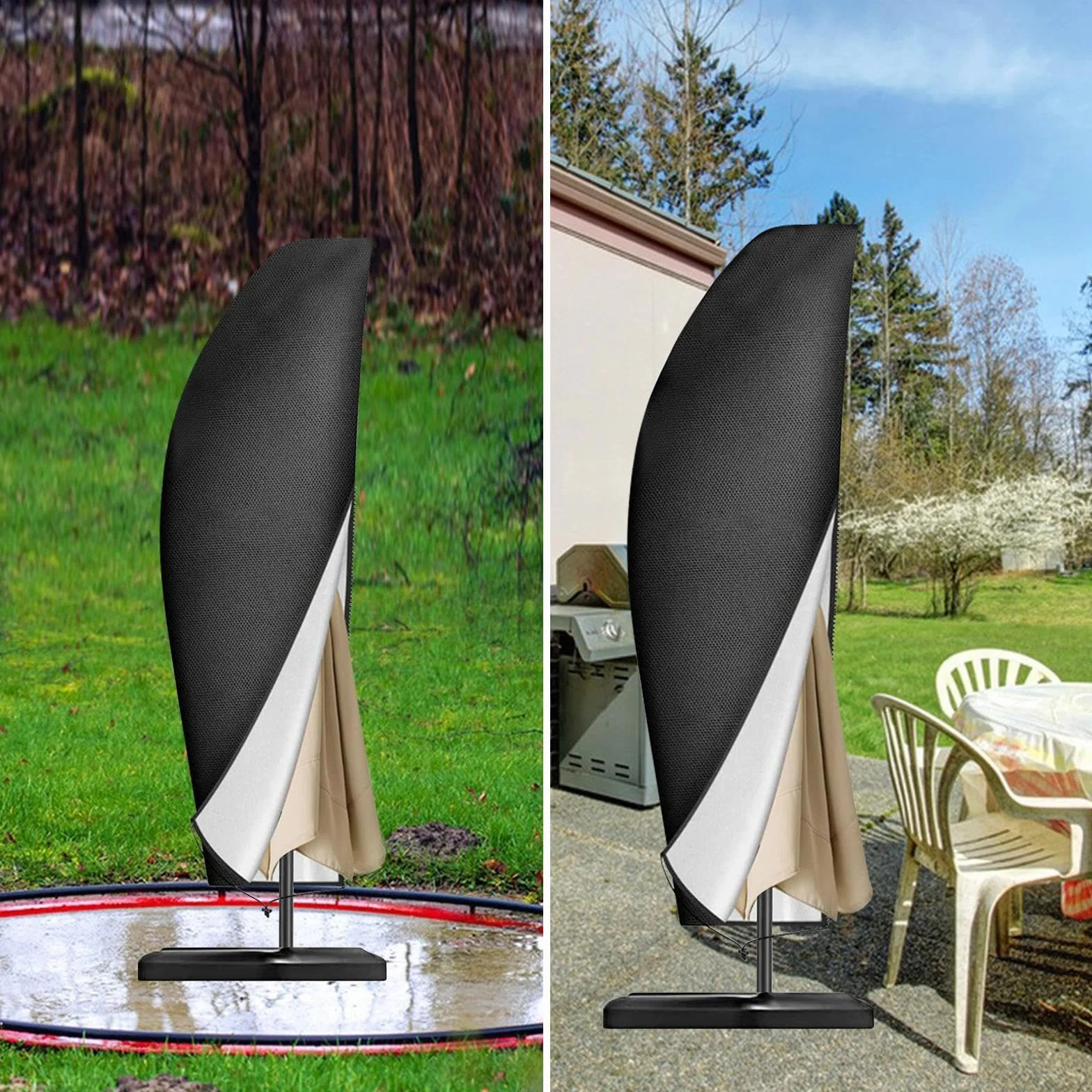 Housse Parasol Déporté Imperméable Tissu Oxford Protection UV Bache Exterieur Jardin