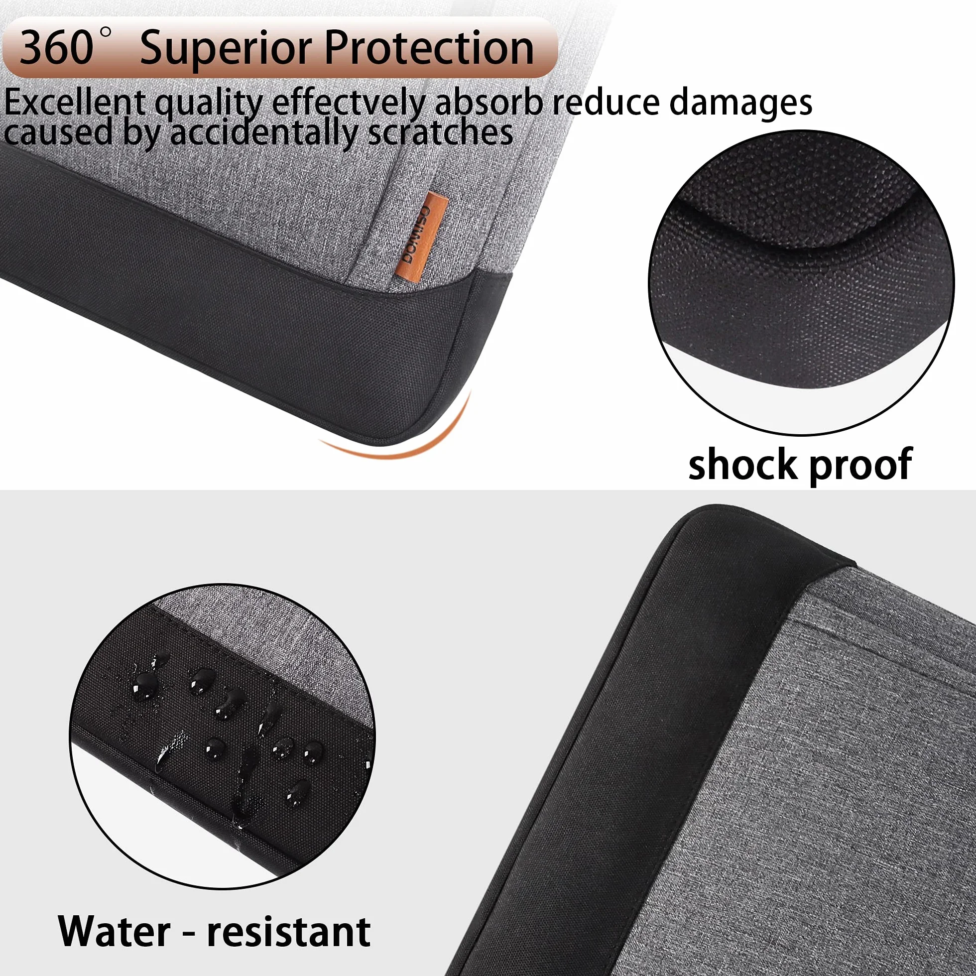 DOMISO Sacoche pour Ordinateur Portable 17-17.3 Pouces Mallette d'affaires Sac à Bandoulière Compatible 17.3" HP Pavilion MSI GS73VR Stealth Pro Dell Inspiron 17 Acer ASUS Gris