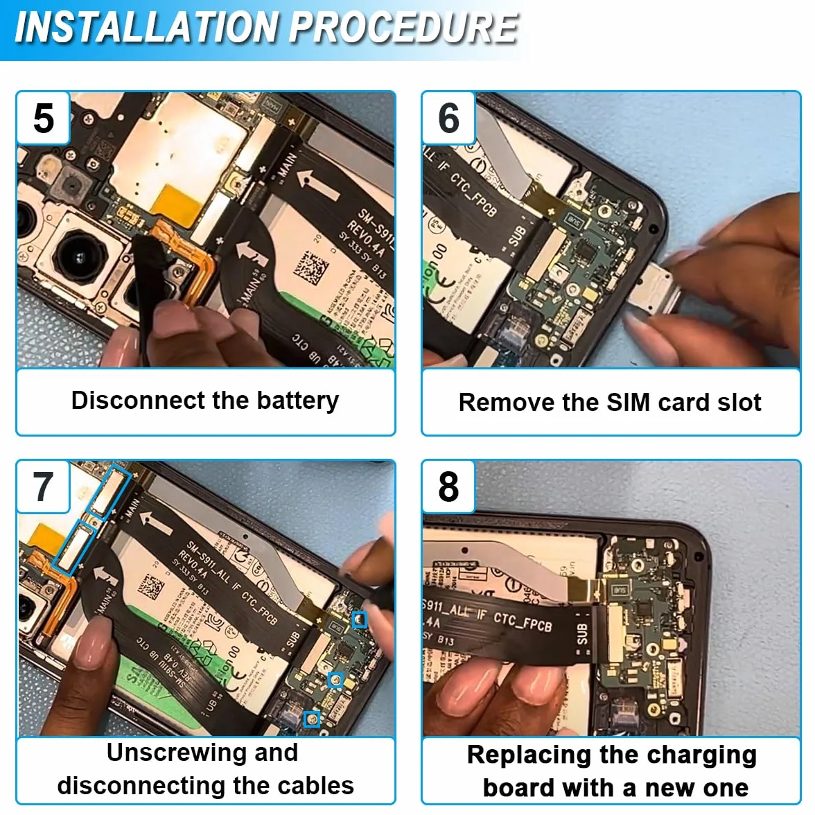 Galaxy S23 5G Port de Charge USB Type C Remplacement Connecteur Station d'accueil SM-S911B