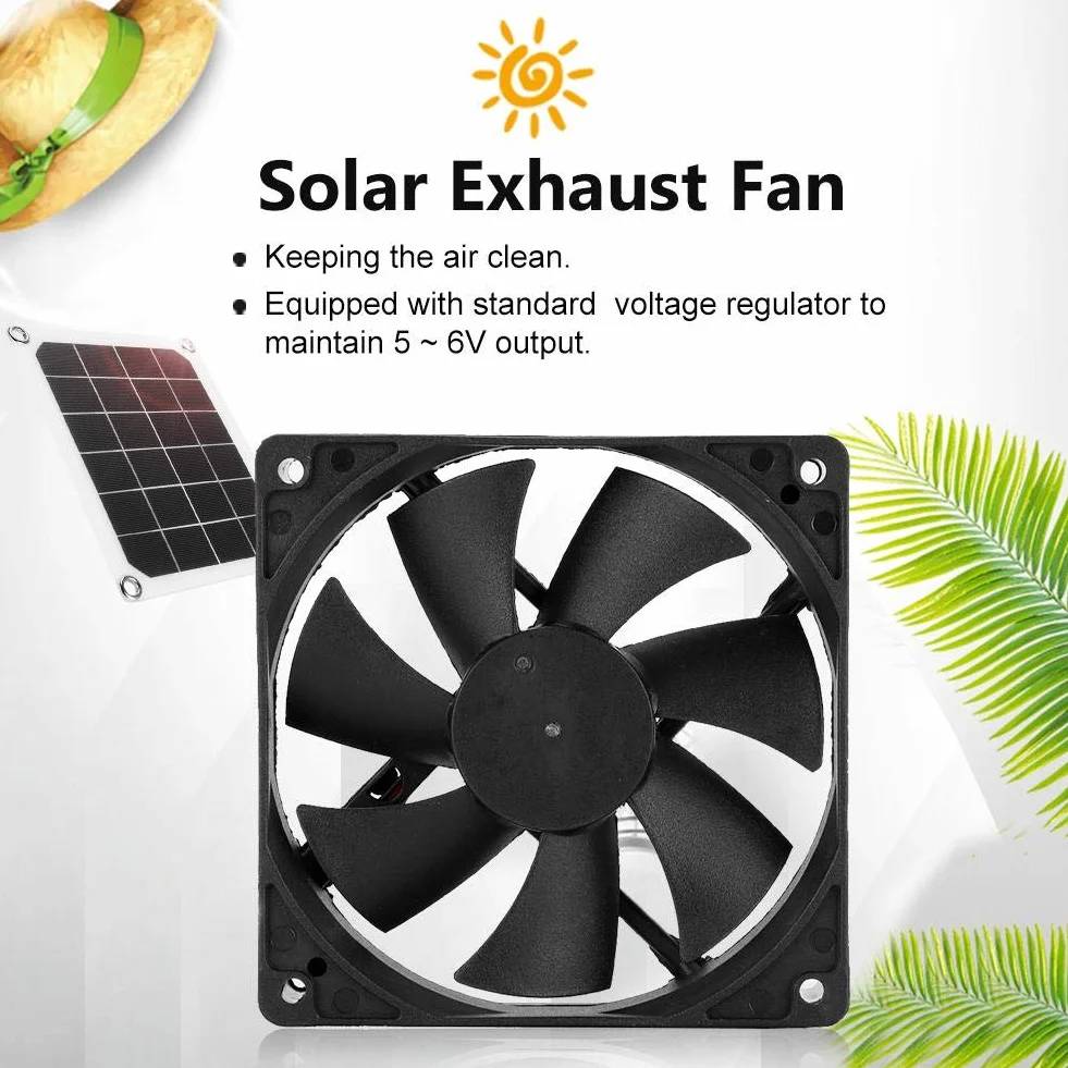 Ventilateur d'Extraction Solaire IP65 Étanche pour VR Serres Maisons