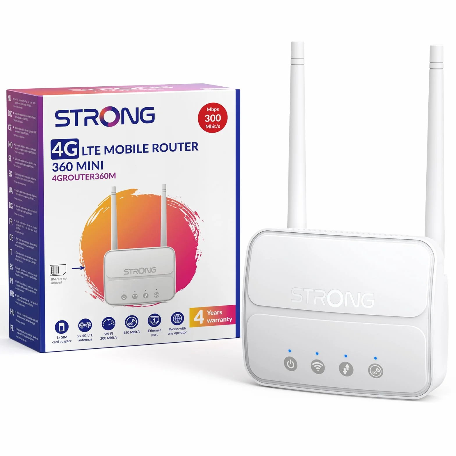 Routeur 4G LTE Cat4 Wi-Fi N300 Mbps Box 4G Port LAN 100 Mbps Antennes détachables Plug & Play Port USB 3.0