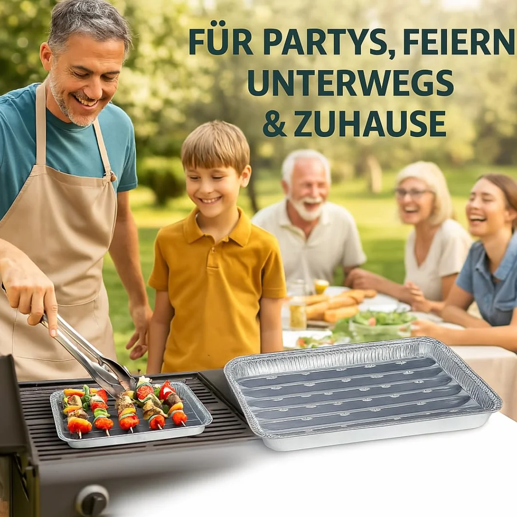 Barquettes aluminium 34x22 cm Lot de 100 - Grillschalen jetables pour barbecue four grill