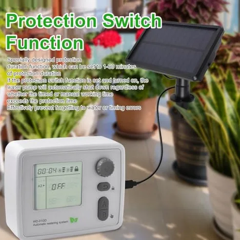 banapoy Kit D'irrigation Solaire Goutte à Goutte, Système D'arrosage Automatique Intelligent avec 2 Pompes 20Pots, Dispositif D'arrosage Balcon Intérieur Jardin Bureau Vacances