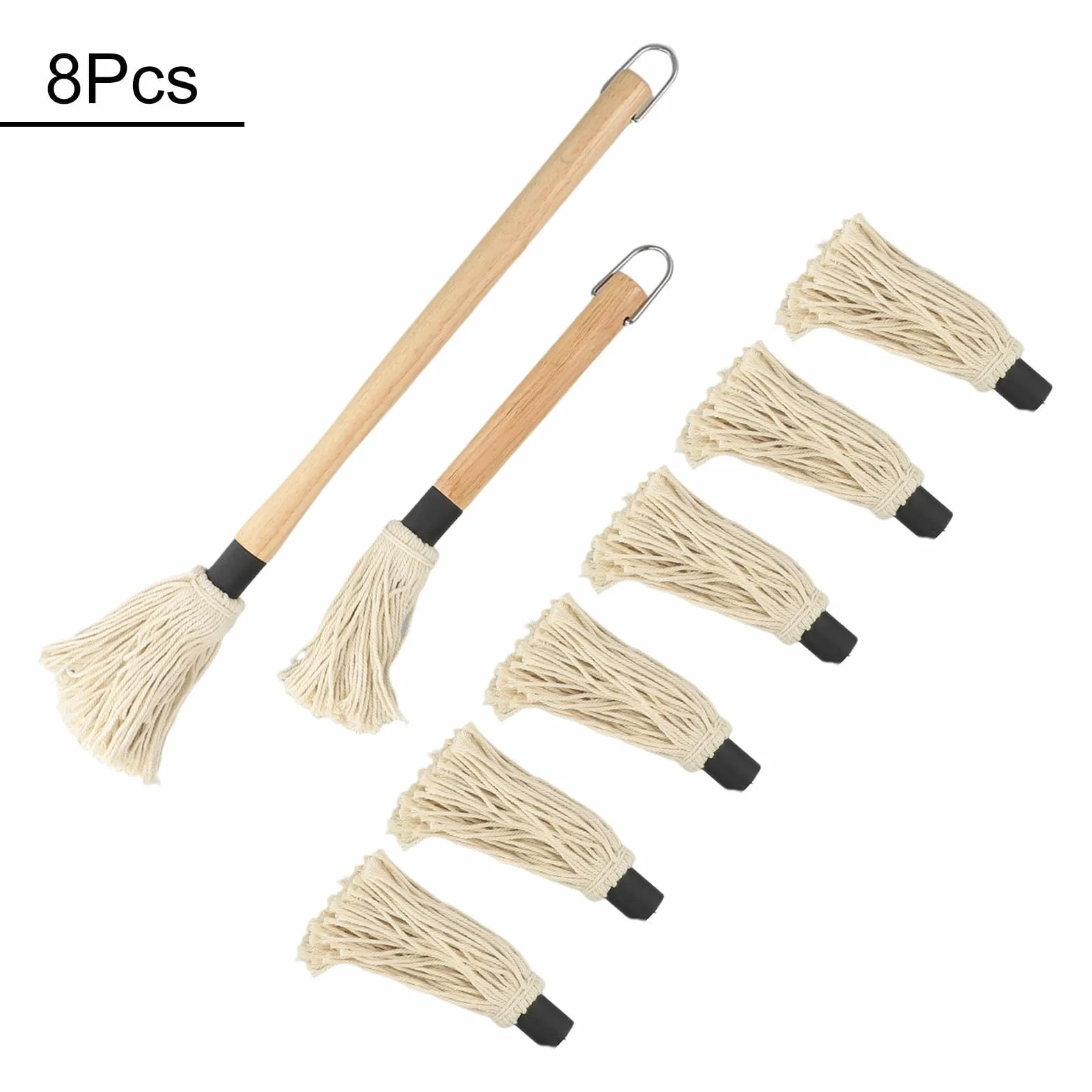 Serpillère à badigeonner avec manche en bois 6 têtes de rechange pour sauce barbecue viande volaille