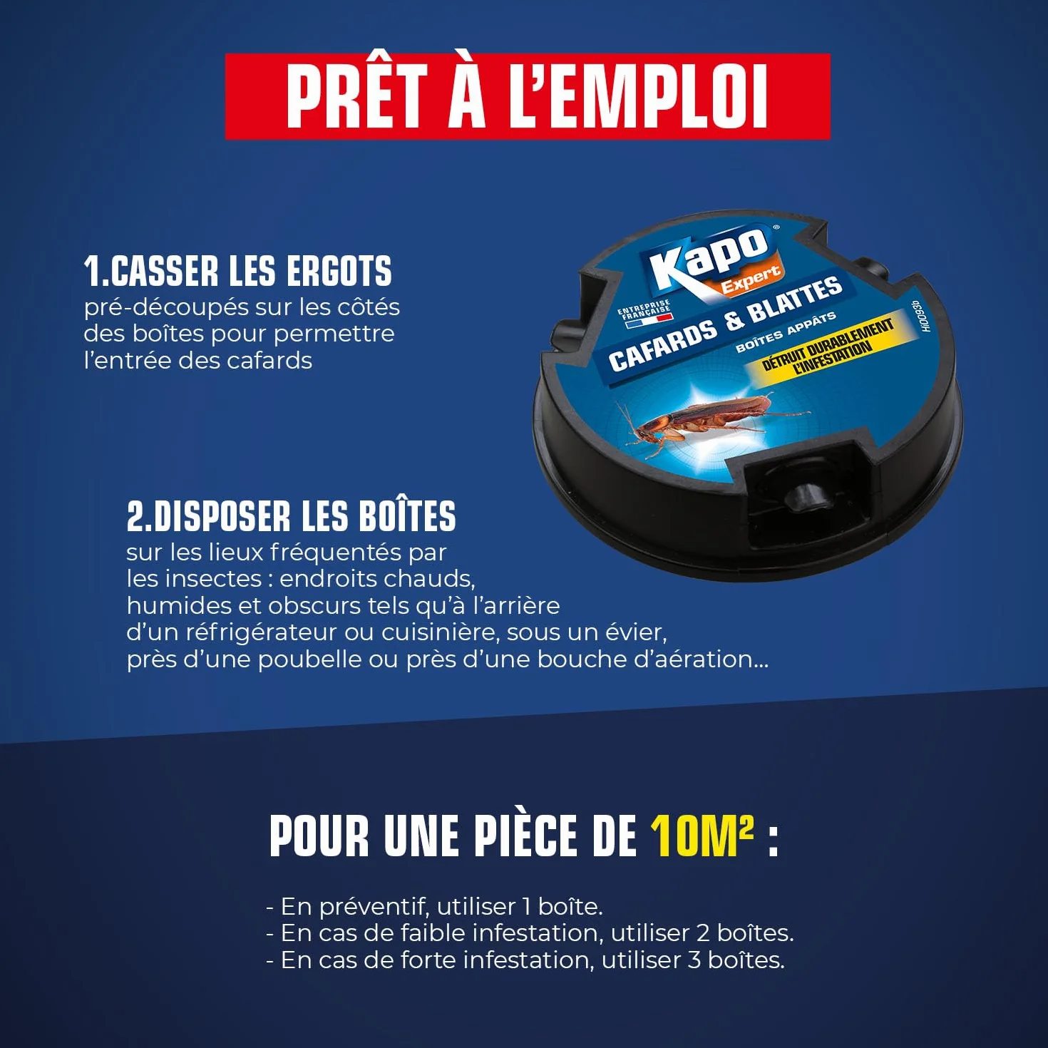 K.PRO Expert Boîtes à Appât Cafards et Blattes 4 pièces Action Radicale Propre Discret