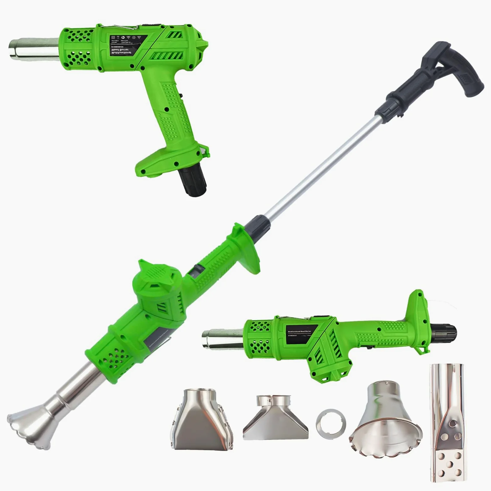 Désherbeur électrique 3 en 1 de 1500 W avec haute température de puissance réglable, buse de rechange pour désherbage de flamme, toiture et fonte de la glace – Sûr, respectueux de l'environnement