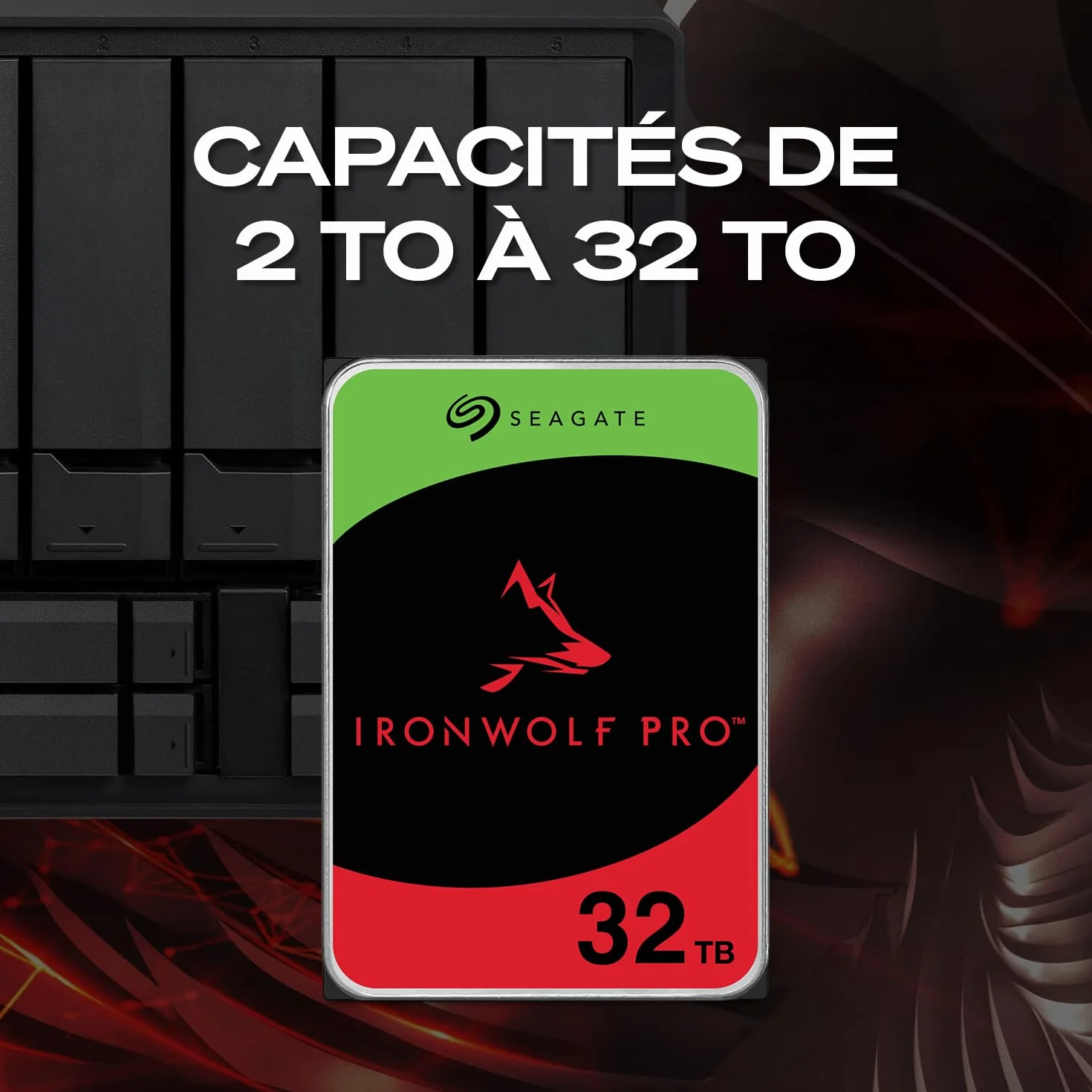 Seagate IronWolf Pro 8To Disque dur interne NAS HDD CMR 3.5 Pouces SATA 6Gb/s 7200 tr/min 256 Mo Cache ST8000NTZ01