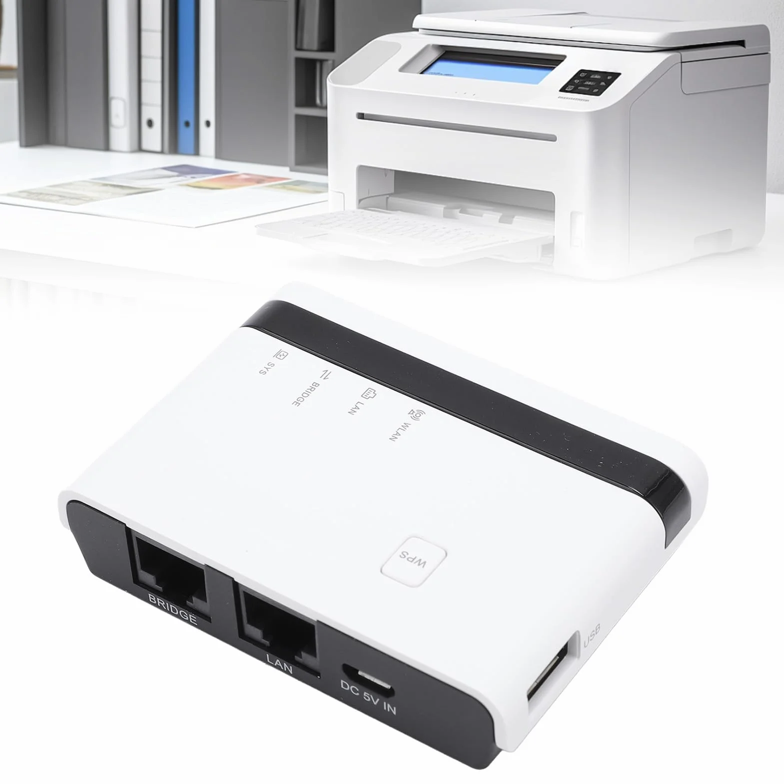 Serveur d'impression USB 2.0 LAN 10/100 Mbps sans fil pour 4 imprimantes compatible WINS Mac OS X