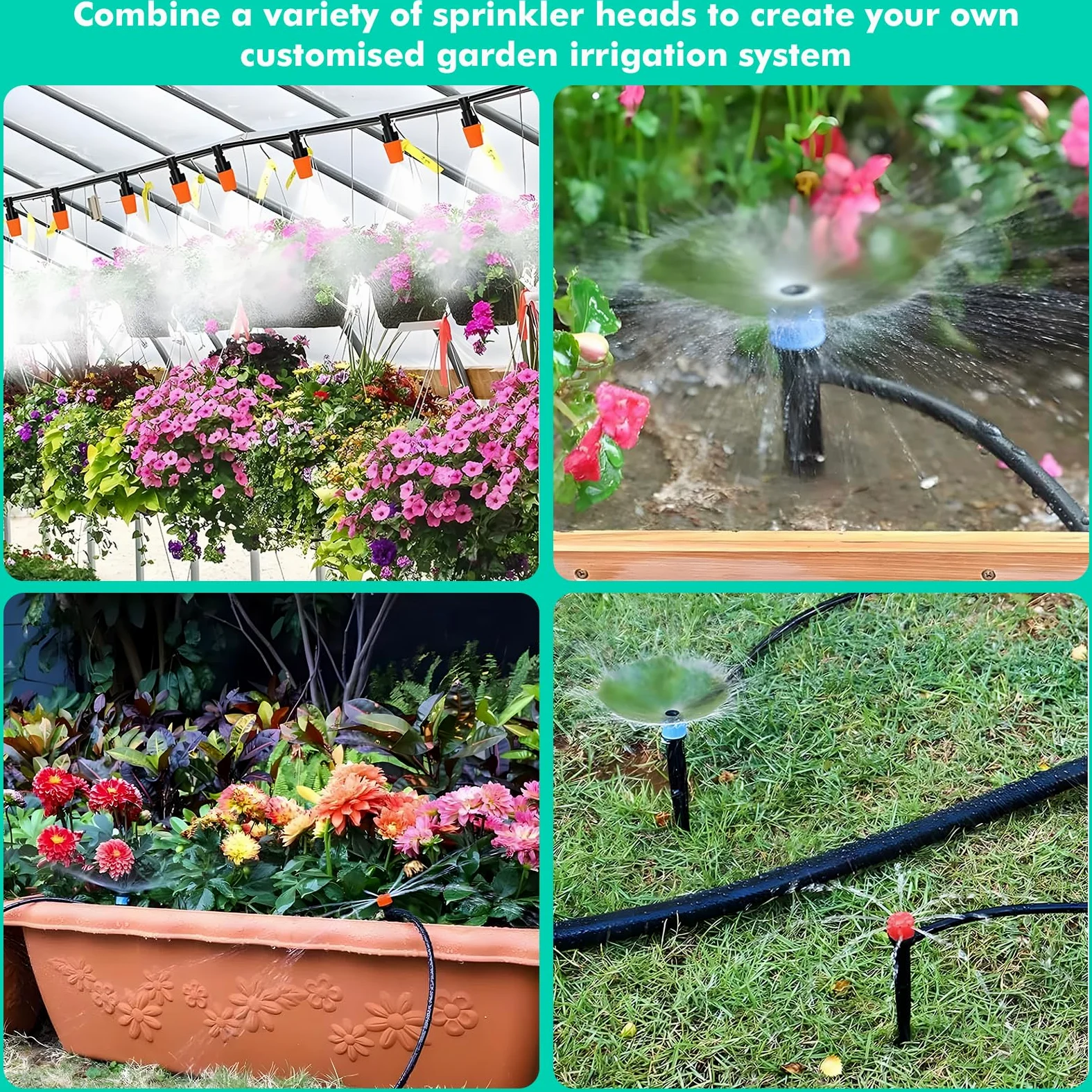 Nikou Kit d'irrigation de jardin 315 pièces, kit d'irrigation de jardin, 60 m + 15 m, tuyau d'arrosage automatique par goutte, système de refroidissement pour paysage, plantes, serre