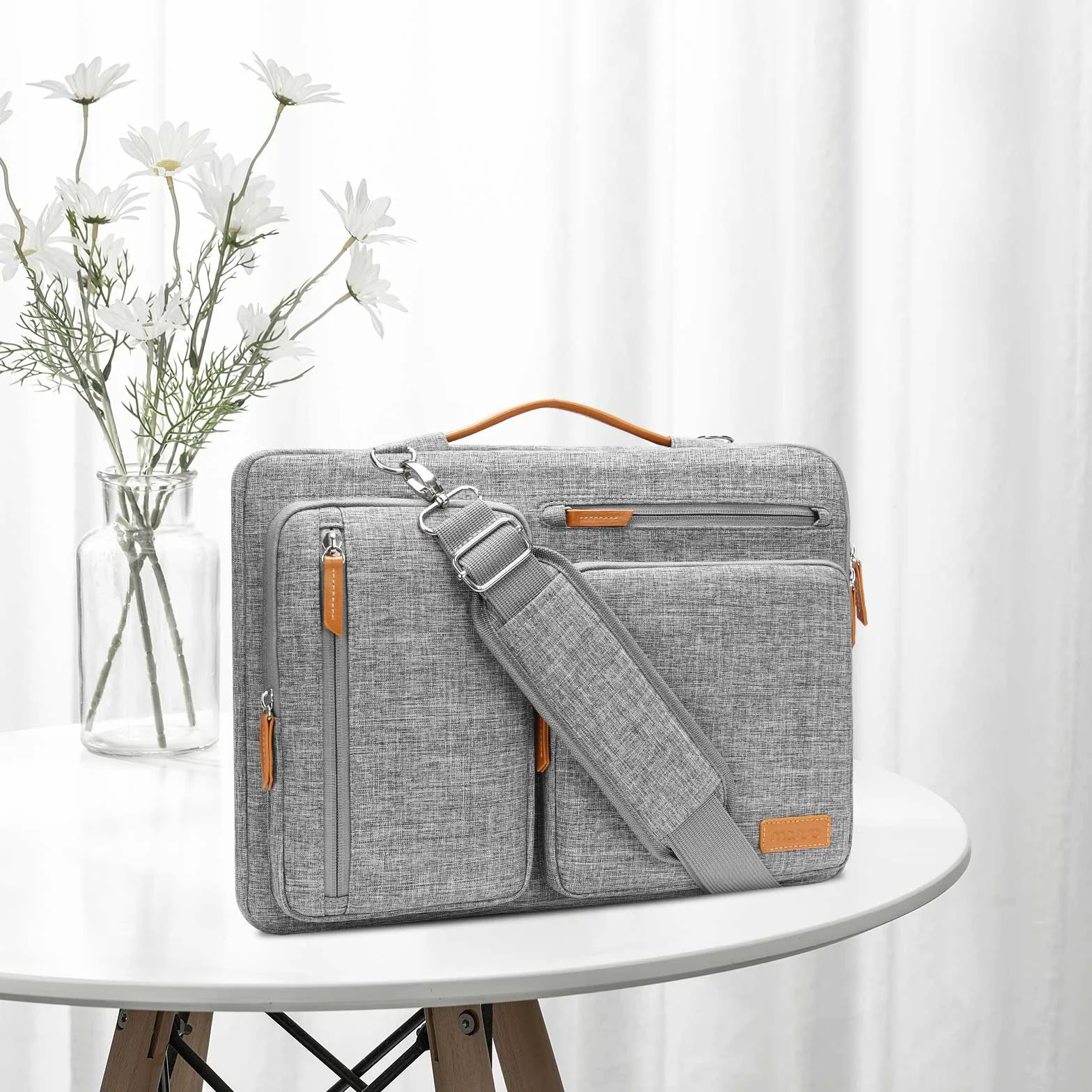 MOSISO Sacoche Ordinateur Portable Sac Messager Côté Ouvert 4 Poches Zipper Poignée