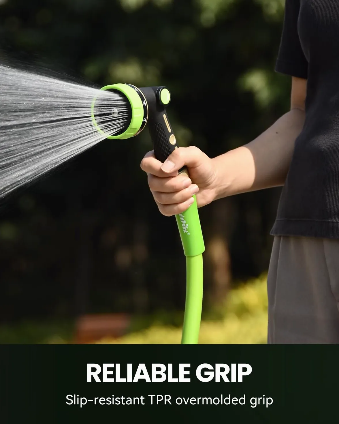 RAINPOINT Buse de tuyau d'arrosage robuste – Buses de pulvérisation 100 % métal pour tuyau d'arrosage haute pression, buse de tuyau d'arrosage pour lavage de voiture, arrosage de pelouse et animaux de