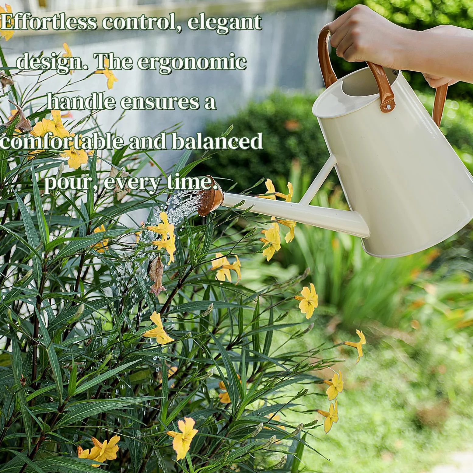 Arrosoir en métal avec bec amovible, grand arrosoir pour plantes, en acier galvanisé pour une utilisation en intérieur et en extérieur, pot d'arrosage avec poignée mobile ergonomique (blanc)