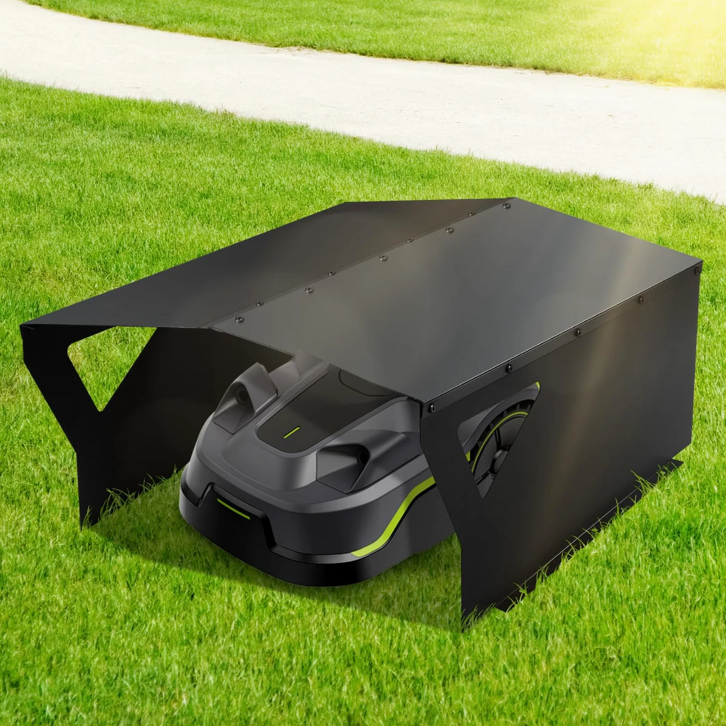 Garage pour robot-tondeuse, Garage pour robot-tondeuse en acier galvanisé, protection contre le vent et les intempéries pour robot-tondeuse, Protégez le robot-tondeuse des rayons UV, Toit pour