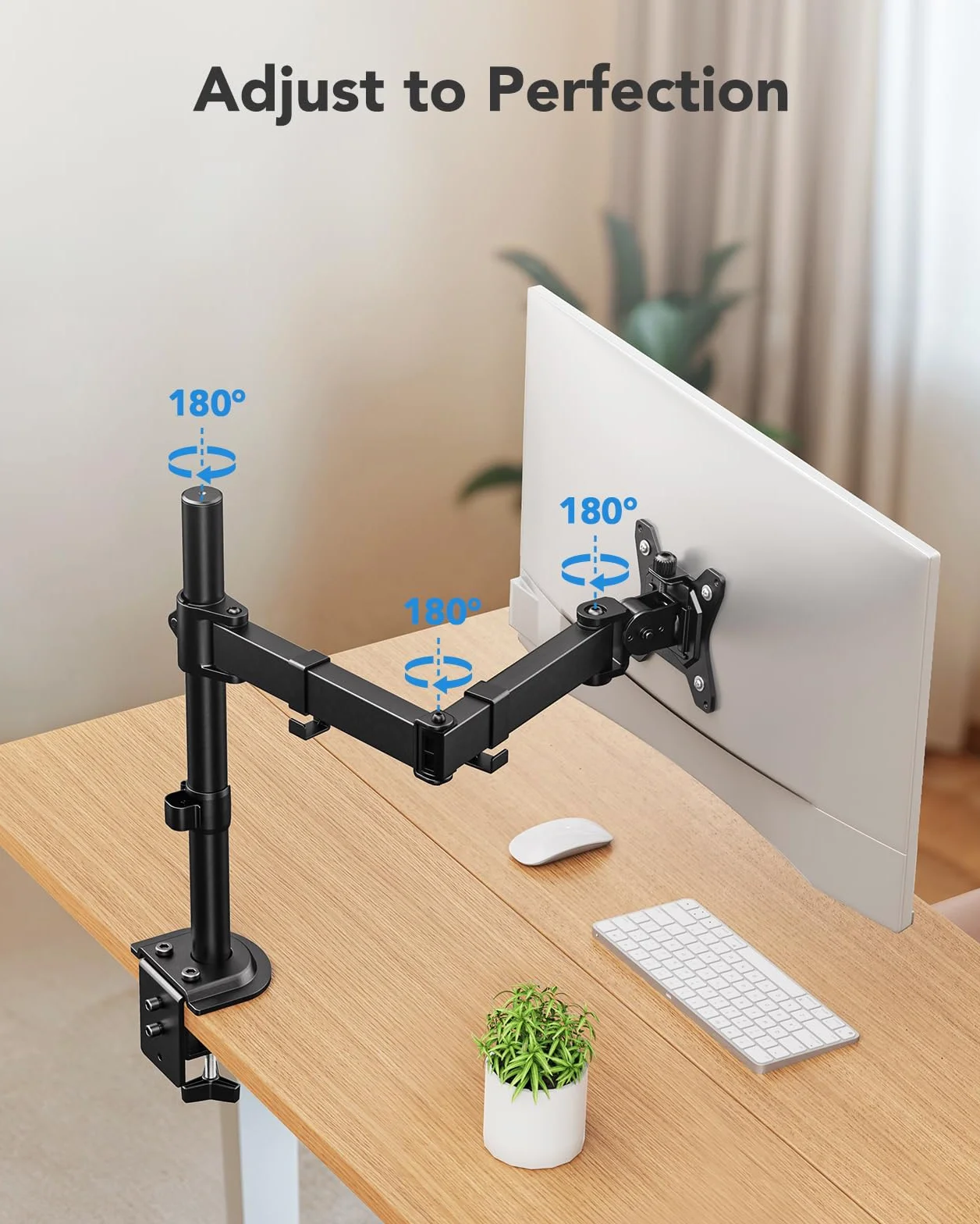 HUANUO Support de Moniteur 13-32 Pouces, Bras Articulé avec Réglage Hauteur, Inclinaison, Pivotement, Rotation, VESA 75/100 mm