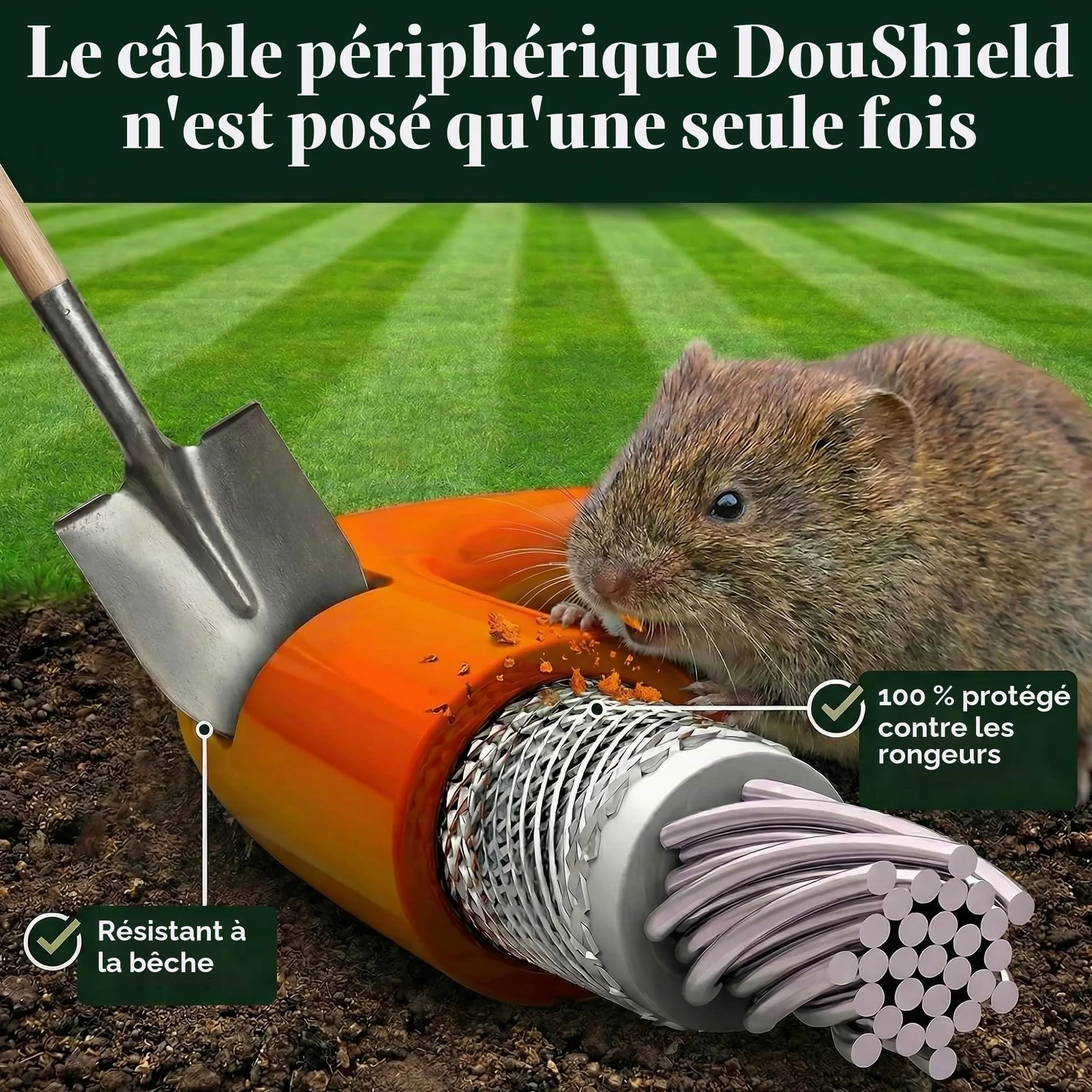 EdenGardens Câble de délimitation pour robot tondeuse - 150 m - 3,4 mm de diamètre - Extra fort - Blindage à 4 couches - Avec tresse en acier - Câble de délimitation résistant aux morsures et aux