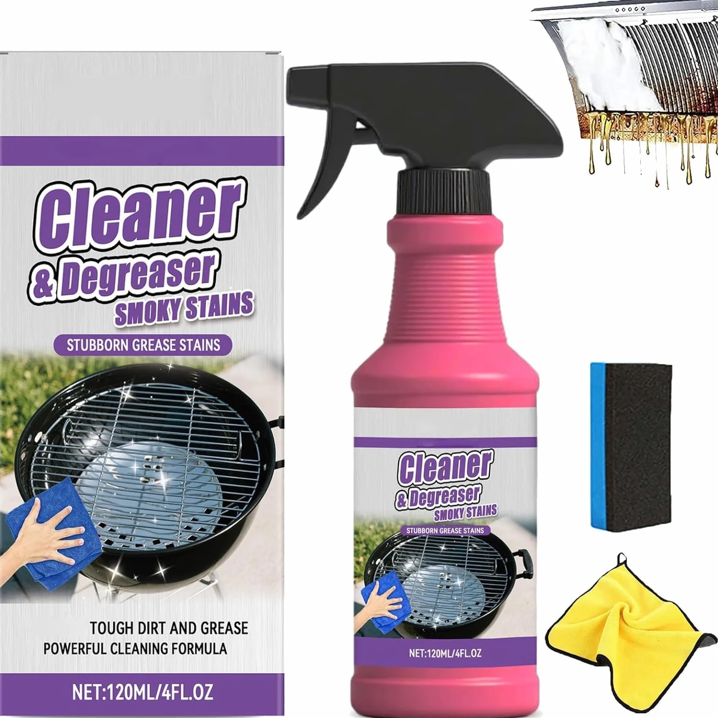 2026 Nouve Fast-Acting Heavy-Duty Grill Degreaser Spray, Nettoyant Barbecue Spray Degraissant pour Élimination Rapide de la Graisse, Accessoires Barbecue (1 PCS)