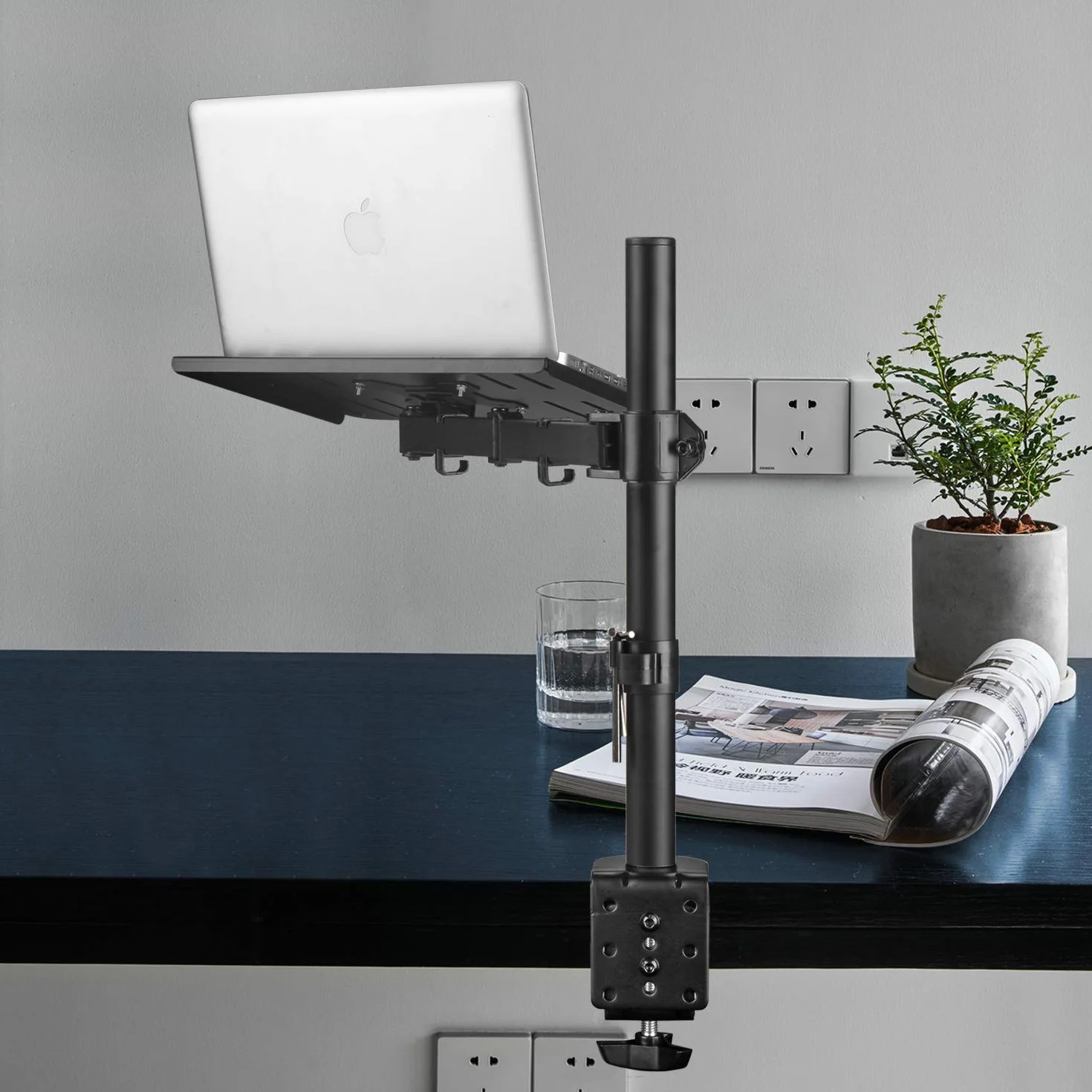 Suptek Support Écran PC avec Plateau pour Ordinateur Portable, Support Moniteur LCD/LED, Rehausseur d'Écran Bureau