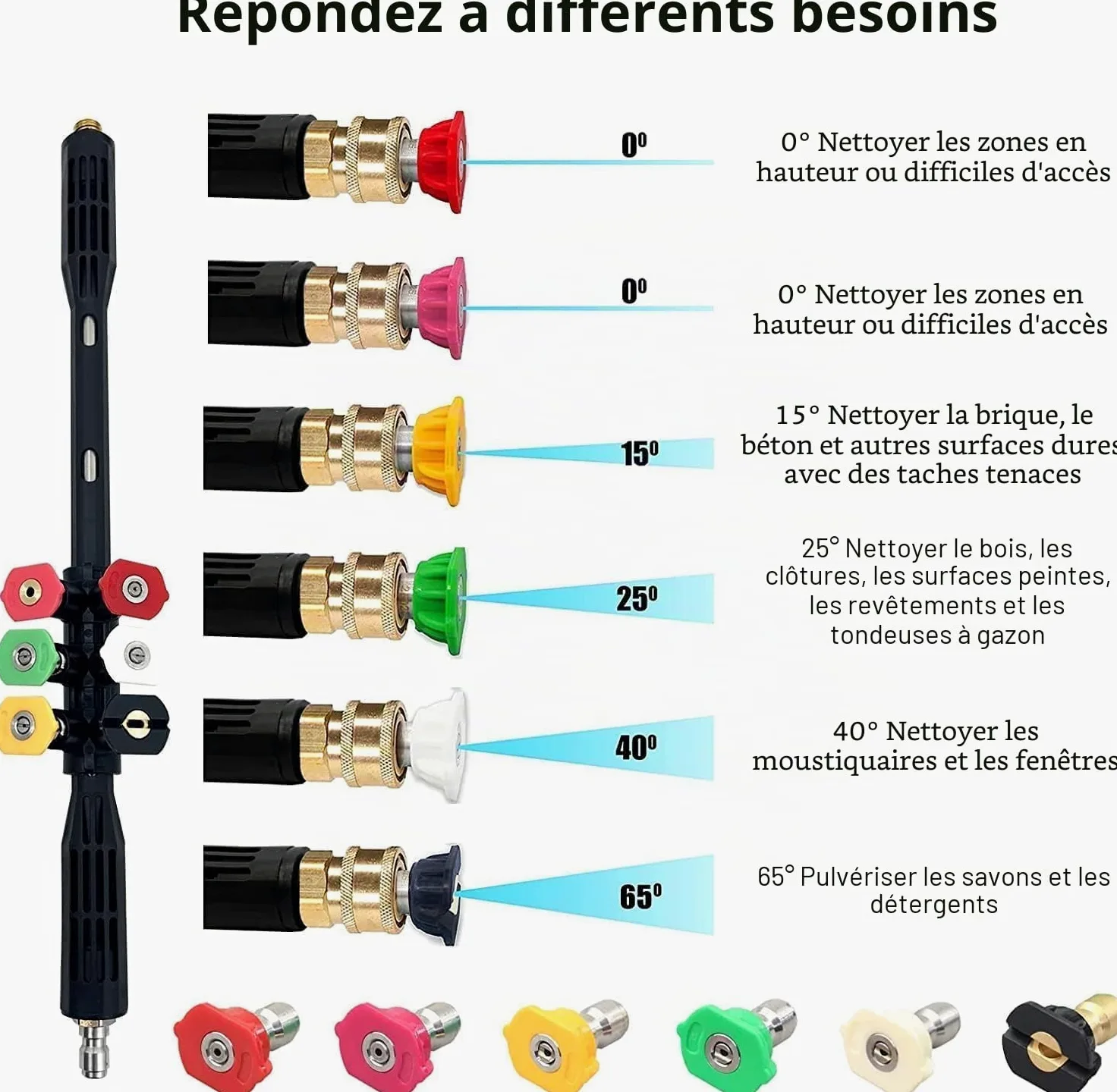 Lot de 10 rallonges nettoyeur haute pression Karcher adaptateur compatible K2, K3, K4, K5, K6, K7 4000 PSI Lance d'extension