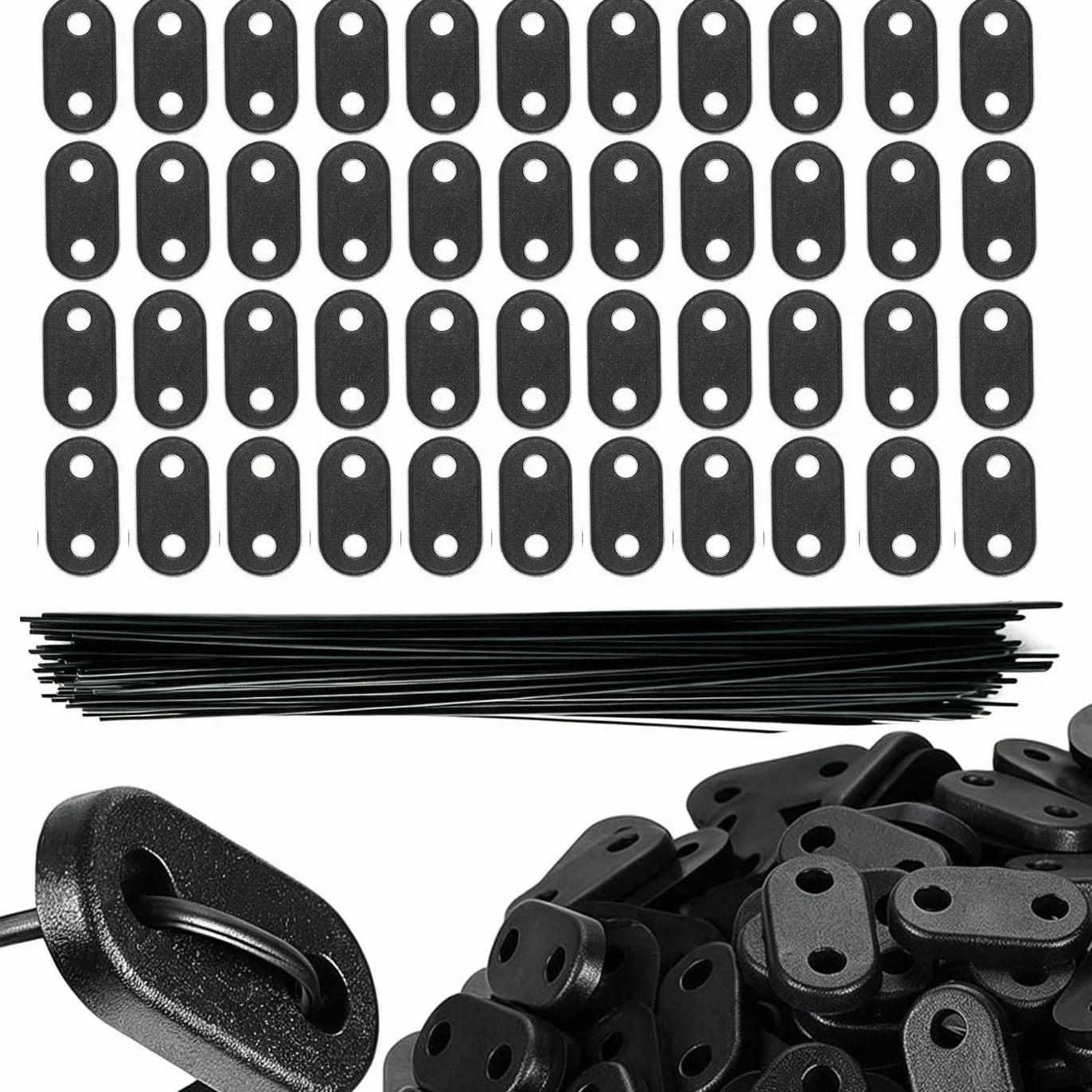Kit de Fixation pour Panneaux occultants 60 Pièces PVC Résistant aux Intempéries Clôture Jardin Noir