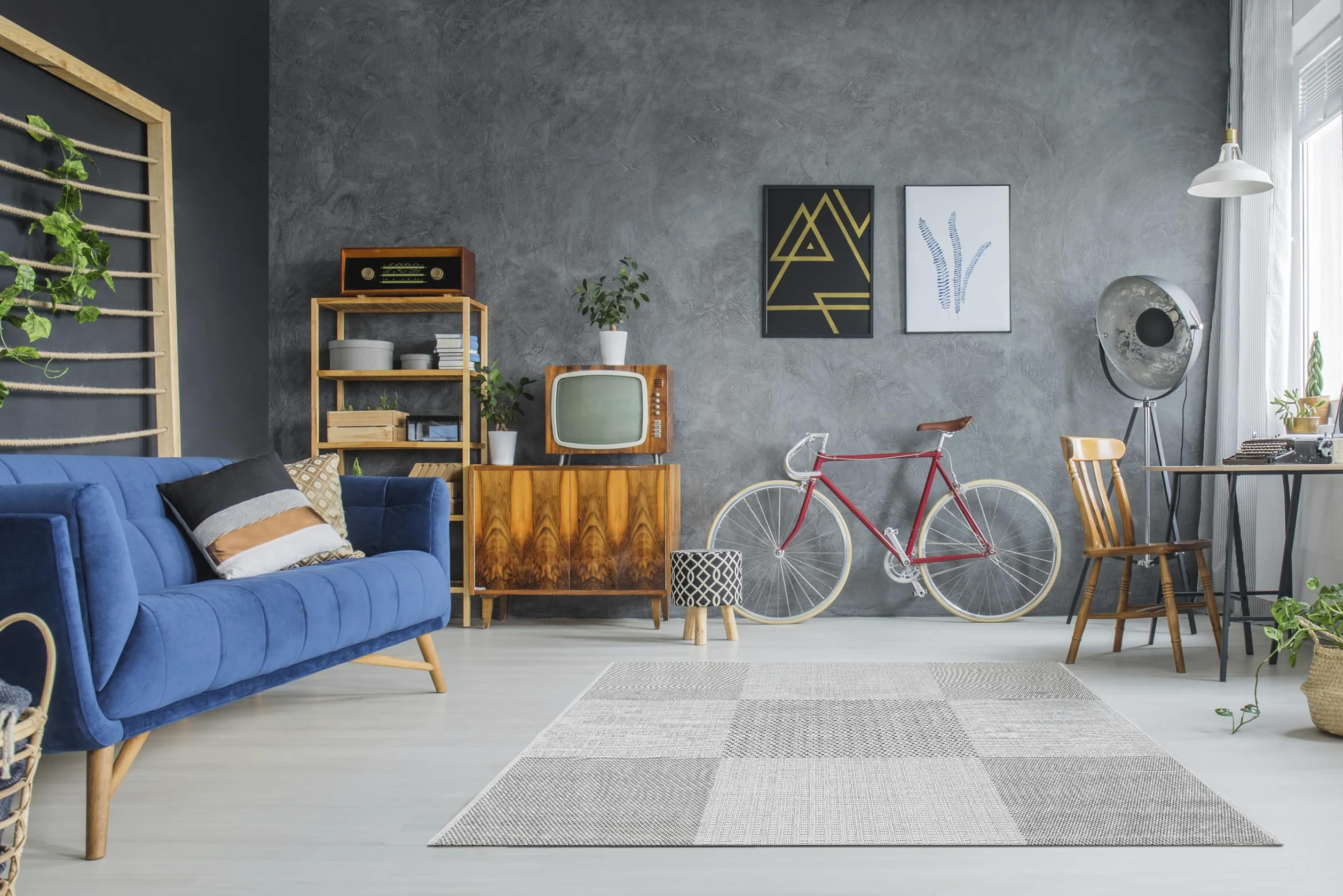 andiamo Arizona Tapis d'intérieur et d'extérieur pour extérieur, Tapis tissé pour la terrasse et Le Balcon, 200 x 290 cm, Gris Anthracite