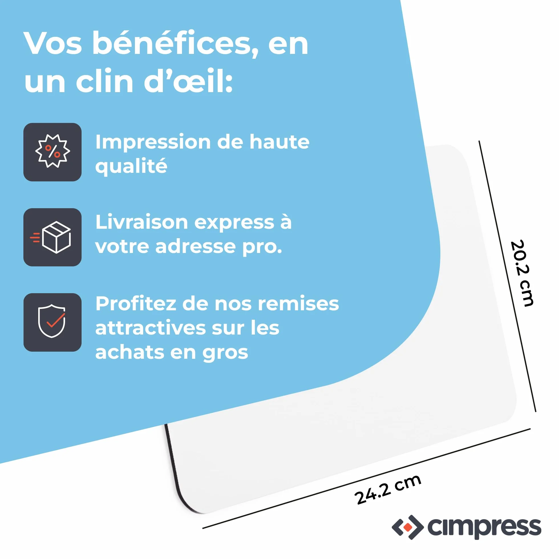 Cimpress Tapis de Souris Personnalisable 24,2 x 20,2 cm Base antidérapante Surface Textile Douce
